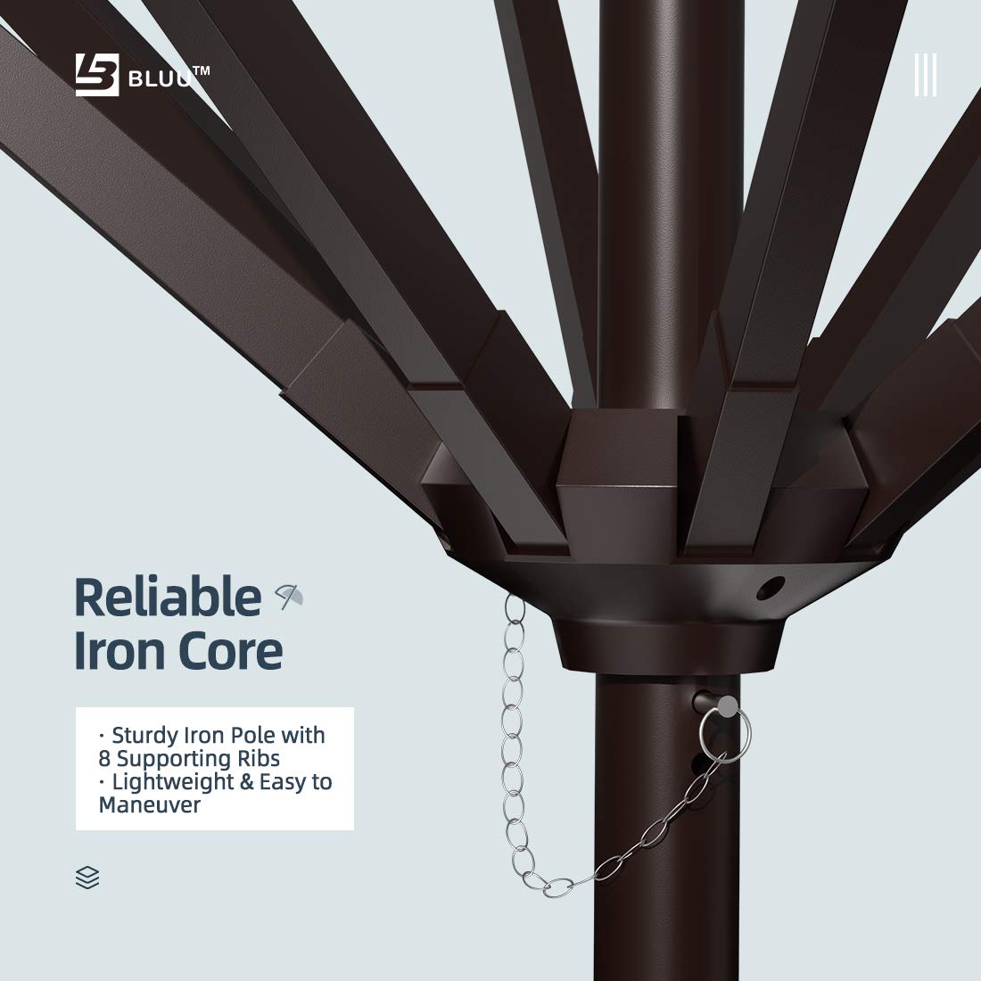 BLUU MAPLE Olefin Market Umbrella - Heavy Duty Patio Table Umbrella for Outdoor Dining, Poolside, Garden & Backyard Use