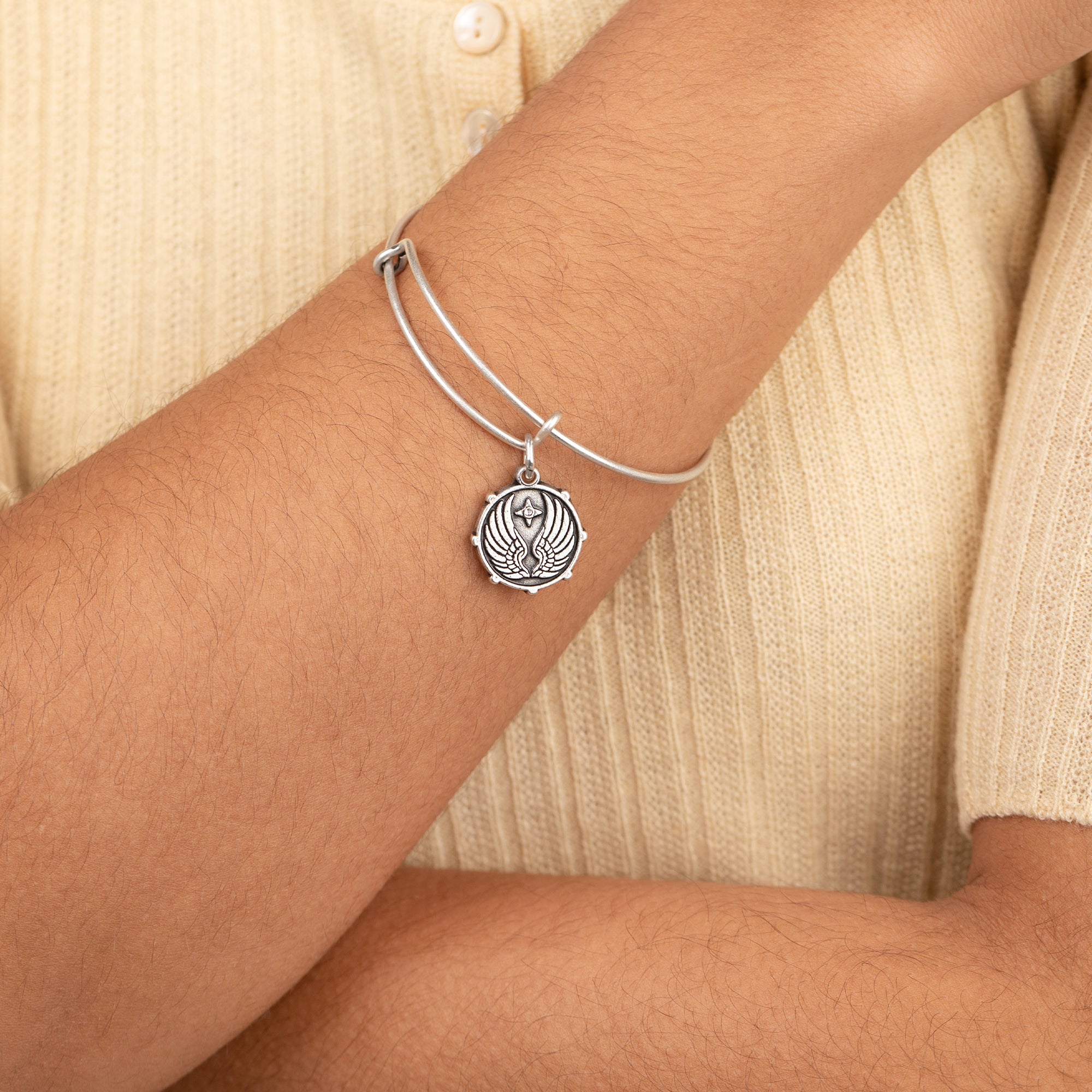 Guardian Angel Wings Charm Bangle Bracelet for Women - Sterling Silver Adjustable Inspirational Jewelry Gift for Mom, Sister, Daughter - Perfect for Everyday Wear, Special Occasions & Protection Symbol