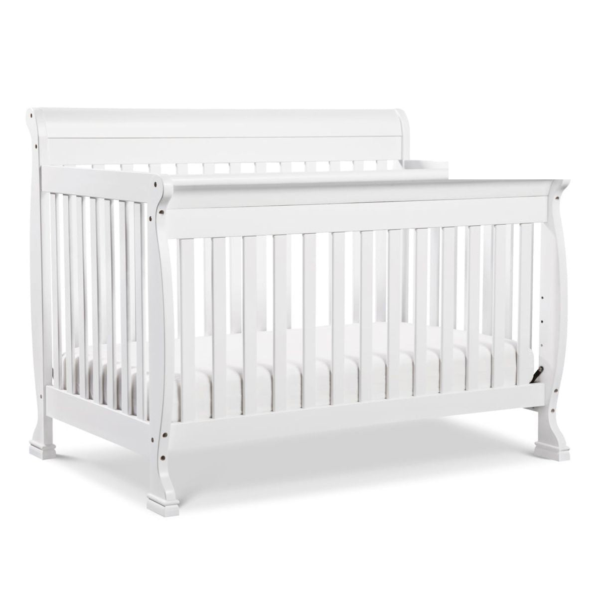 Kalani 4-in-1 Convertible Baby Crib - White Wooden Toddler Bed with Safety Rails | Nursery Furniture for Newborn to Big Kid | Perfect for Bedroom, Daycare & Guest Room