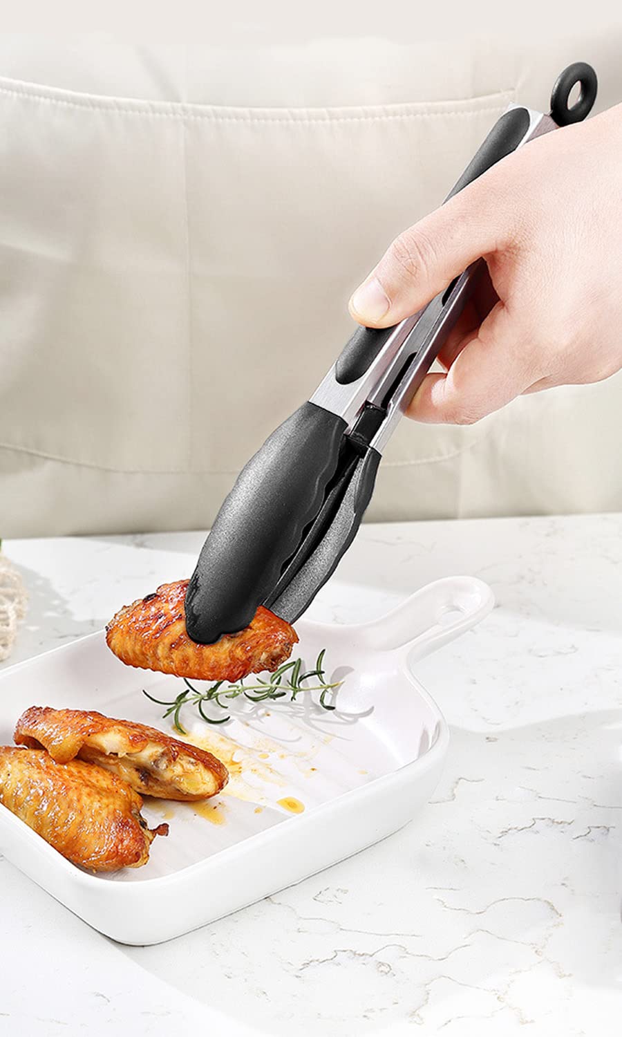 Heat-Resistant Silicone Kitchen Tongs - 9 Inch Non-Slip Grip with Soft Silicone Tips - Perfect for BBQ, Air Fryer, Frying, and Cooking - Ideal for Grilling, Serving Salads, and Handling Hot Foods Safely