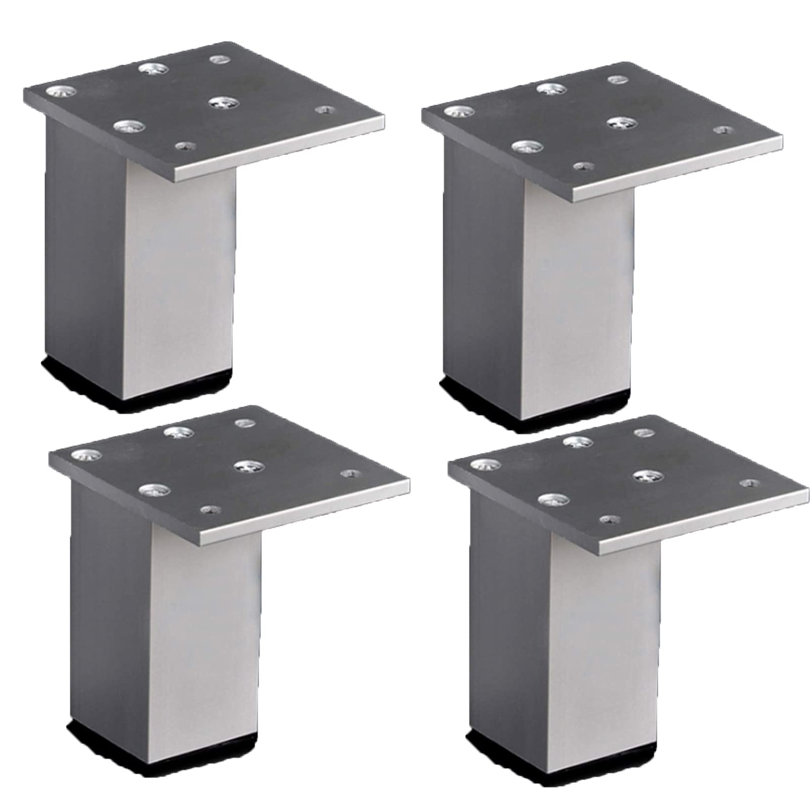 4 Pack Aluminum Alloy Furniture Legs - Square Metal Table Legs & Bed Legs (10cm/3.93in, Silver) - Perfect for DIY Furniture, Tables, Beds & Home Decor Projects