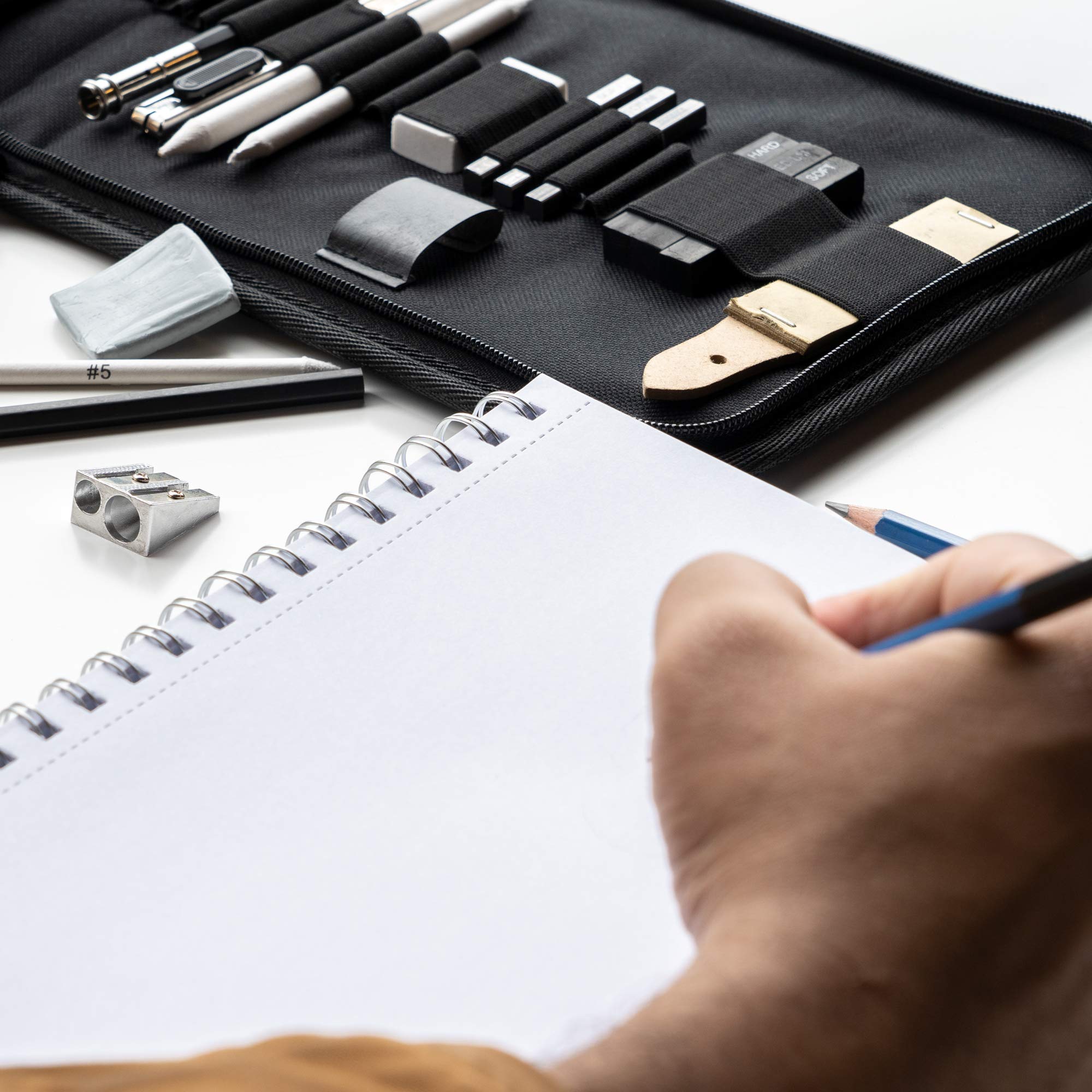 33-Piece Professional Sketching Kit with Graphite Pencils, Charcoal, Blending Stumps, Erasers & Sharpeners - Complete Drawing Set for Artists, Beginners & Students - Perfect for Sketching, Shading, Doodling & Art Classes