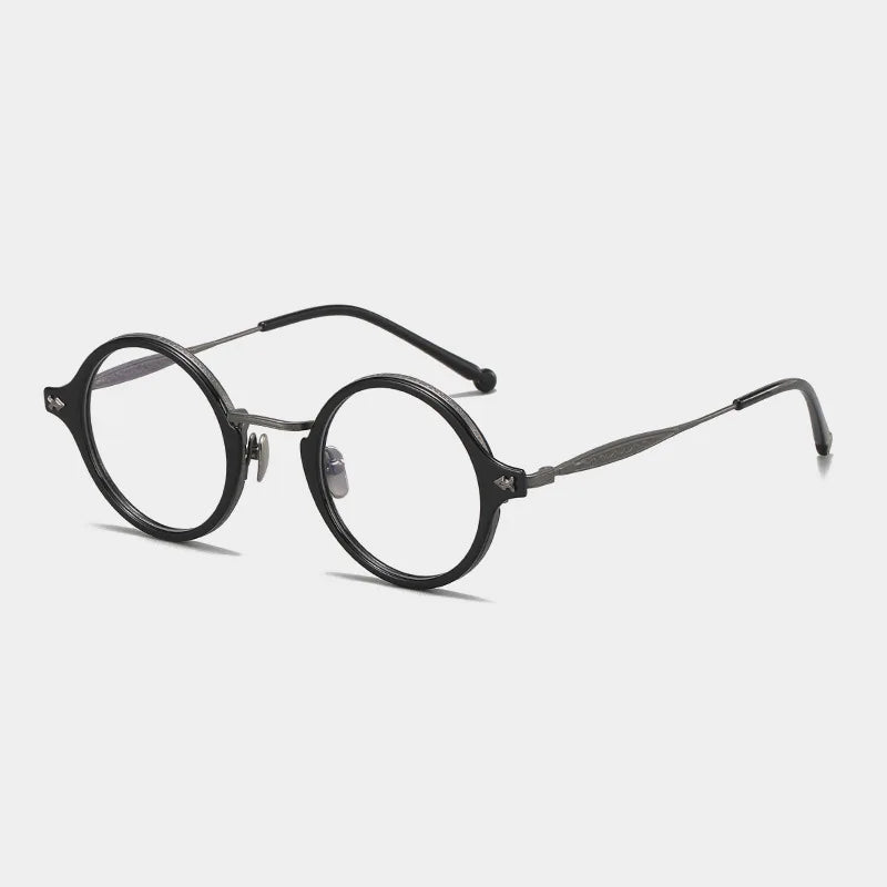 Stylish Unisex Black Titanium Round Eyeglasses - Full Rim Lightweight Frame for Men & Women | Perfect for Reading, Work, and Everyday Fashion