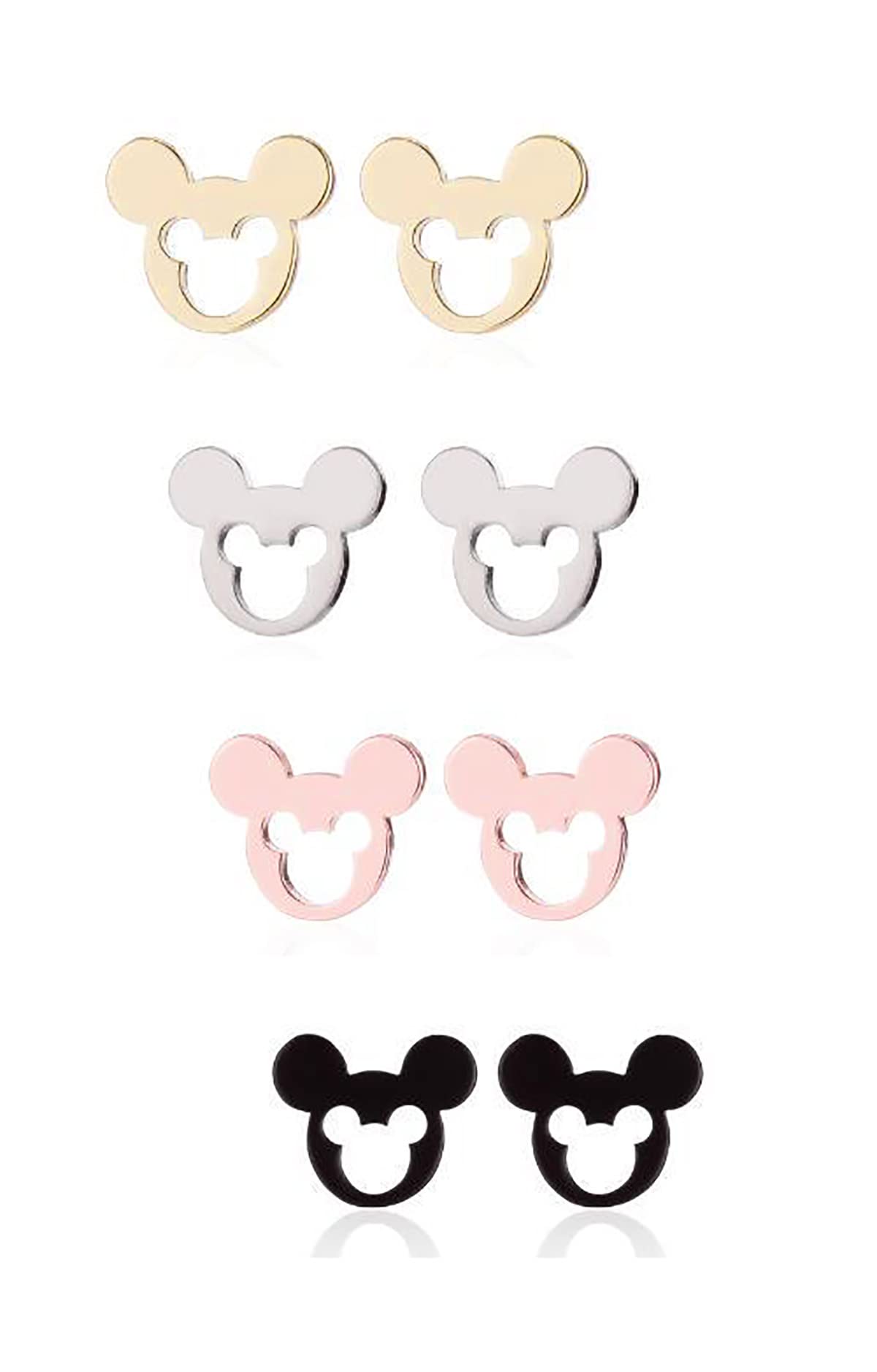 Rose Gold Stainless Steel Minimalist Geometric Stud Earrings for Women & Girls – Small Cartilage Stud Earrings Set, Hypoallergenic Surgical Steel Jewelry, Perfect Birthday Gift & Fashion Accessory for Everyday Wear, Parties & Special Occasions