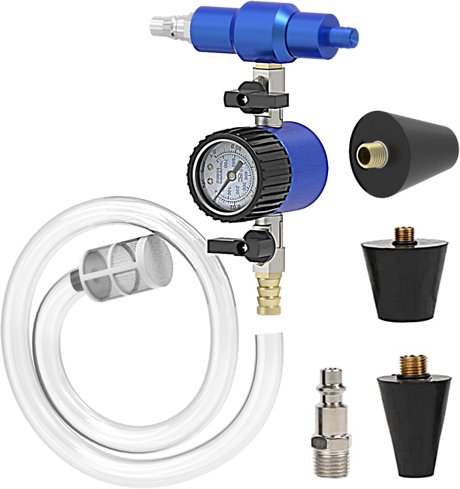 MR CARTOOL Coolant Vacuum Refill Kit - Professional Cooling System Refiller with Pressure Gauge Tester & 3 Size Adapters - Perfect for Car Radiator Maintenance and DIY Auto Repair