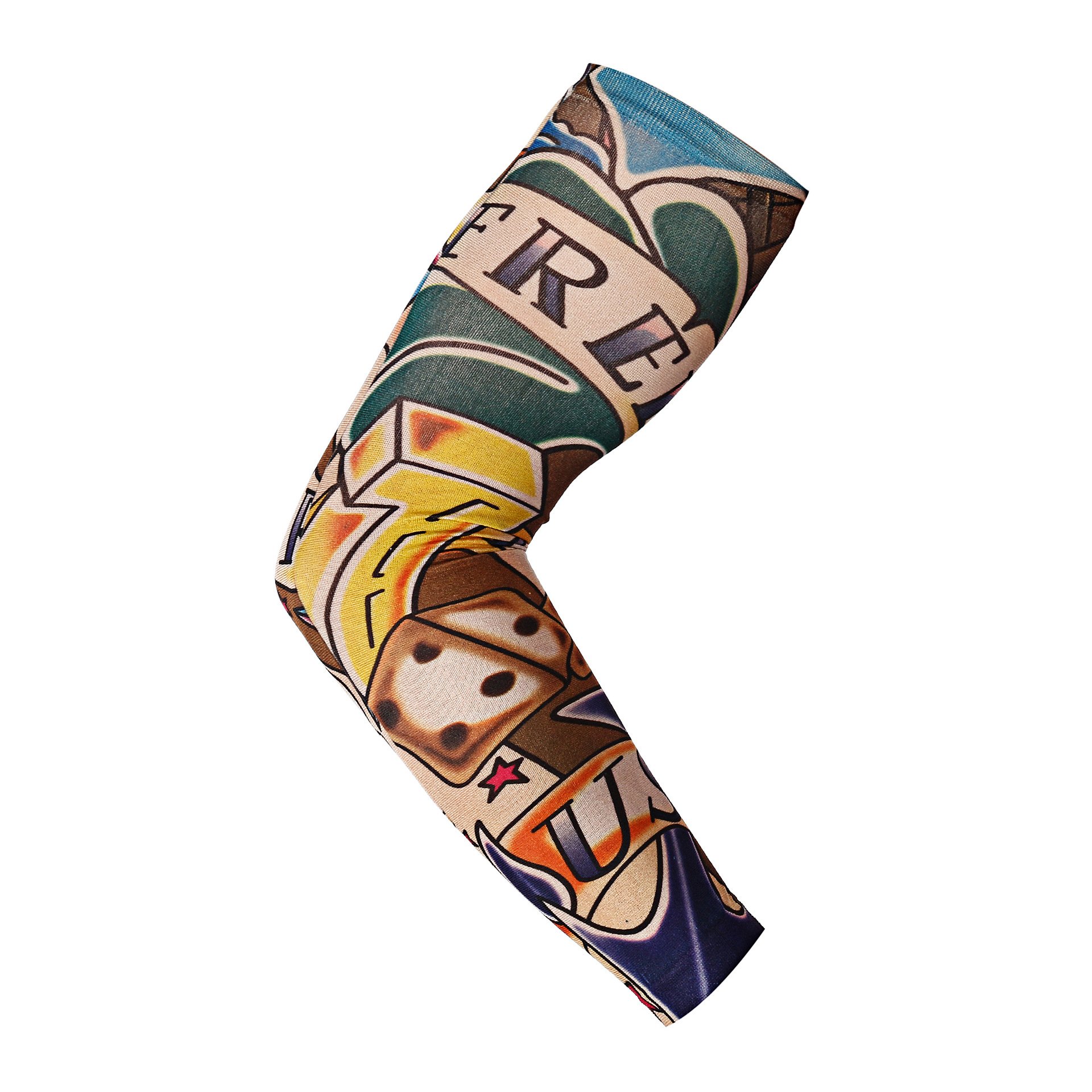 Fantastic Me 6-Piece Temporary Tattoo Arm Sleeves Set - UV Protection Sunscreen Sleeves for Outdoor Sports, Running, Fishing & Riding (18.9x3.3 Inches) - Tiger, Dragon & Skull Designs - Perfect for Sun Protection, Costume Parties & Athletic Performance
