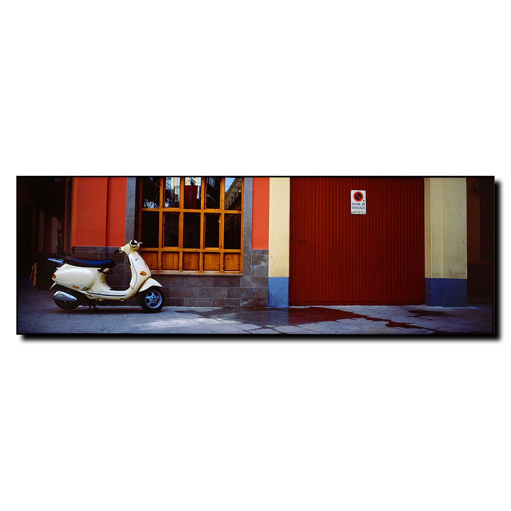 Preston Scooter in Spain Canvas Art Print - 8x24 Inch Wall Decor for Living Room, Bedroom & Office - Vintage Travel Poster Artwork