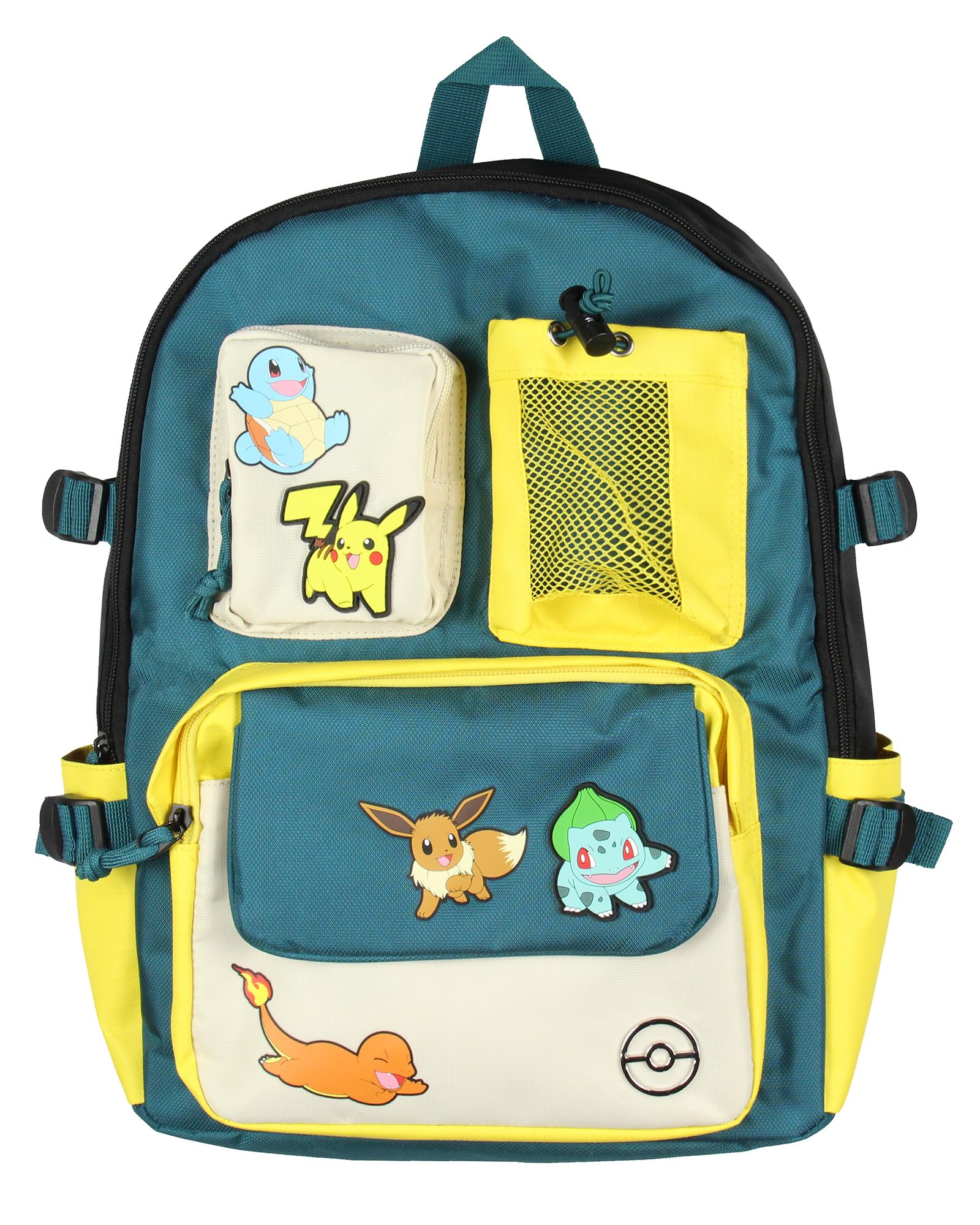Pokemon 16-Inch Backpack with Pikachu, Eevee, Charmander, Squirtle & Bulbasaur - Durable Travel Laptop Backpack for School, Work & Gaming | Perfect for Cosplay, Anime Conventions & Pokemon Fans