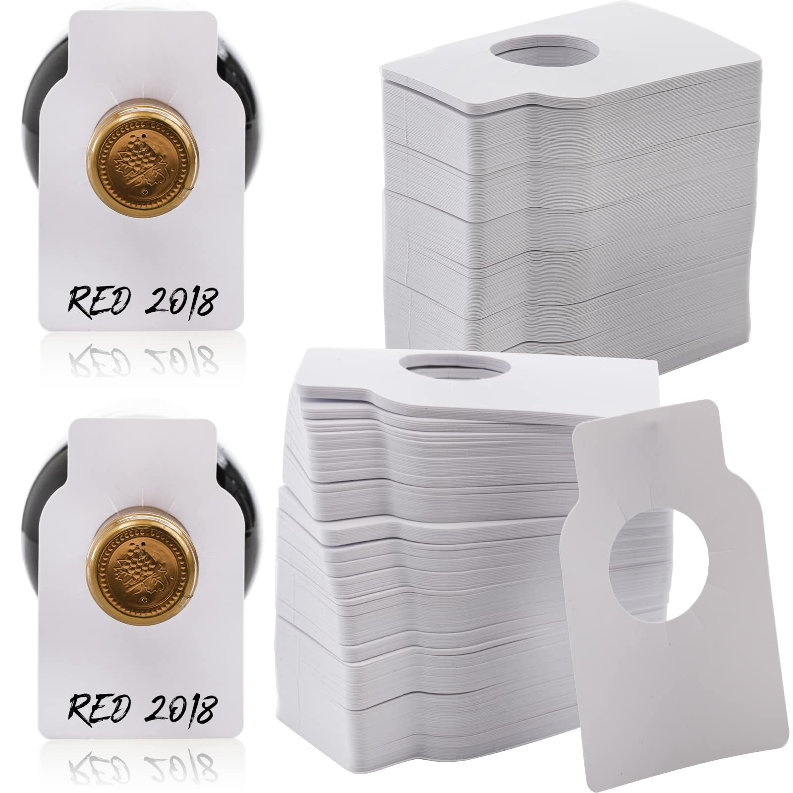 ZOOFOX 500 Pack Reusable Plastic Wine Bottle Tags - Durable Wine Cellar Labels & Rack Markers for Wine Bottle Organization (Perfect for Home Bars, Wine Cellars & Party Decorations)