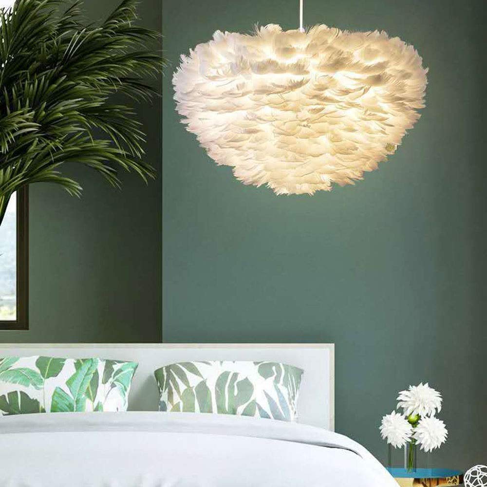 Nordic Feather Chandelier - Large Modern Ceiling Pendant Light for Master Bedroom, Kids Room & Dining Room | Warm White LED Hanging Lamp with Adjustable Height | Perfect for Bedside, Nursery & Restaurant Decor