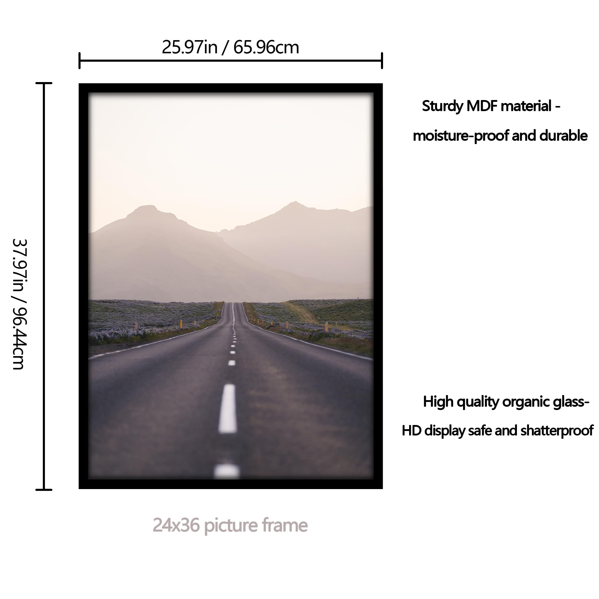 5 Pack 24x36 Poster Frames Black - 24 x 36 Inch Picture Frames with HD Plexiglass, Durable & Scratch-Resistant for Wall Mounting (Horizontal/Vertical) - Perfect for Home Decor, Office Art Display & Photo Gallery