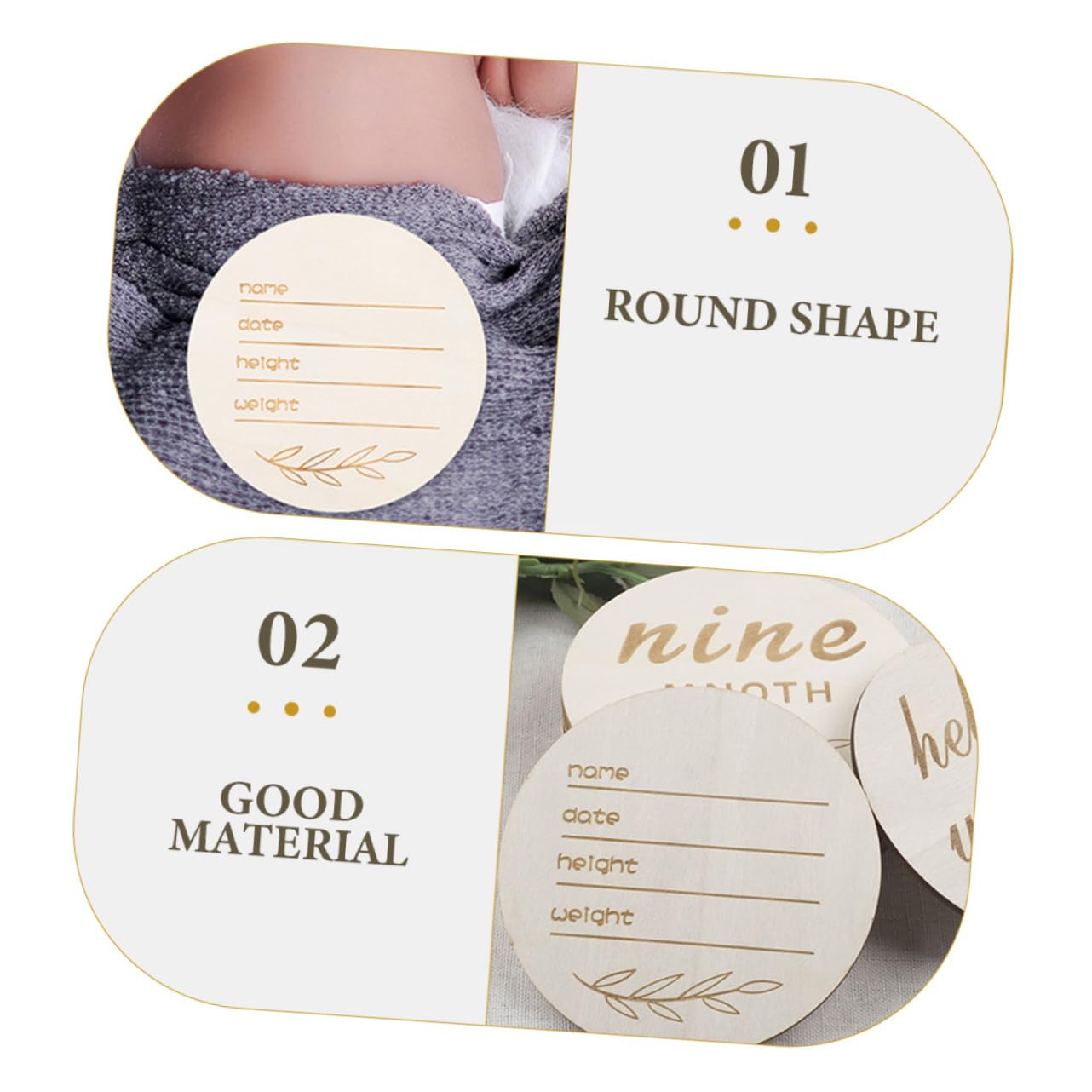 Wooden Baby Name Sign - Round Nursery Decor for Birth Announcement & Gifts