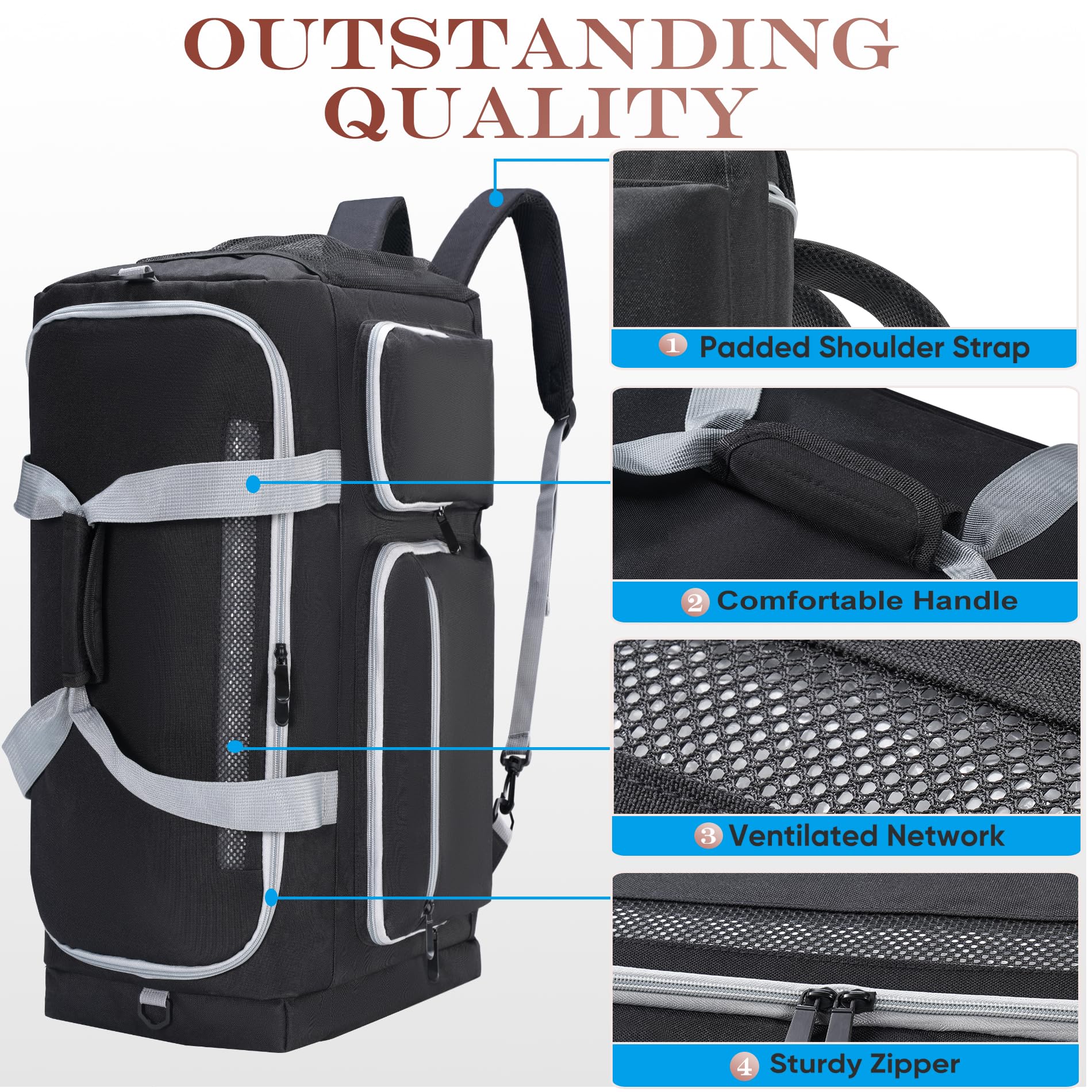 **Large Capacity Sneaker Travel Bag for 4 Pairs - Adjustable Dividers & Multi-Pocket Storage | Perfect for Travel, Gym, Sports & Outdoor Adventures**