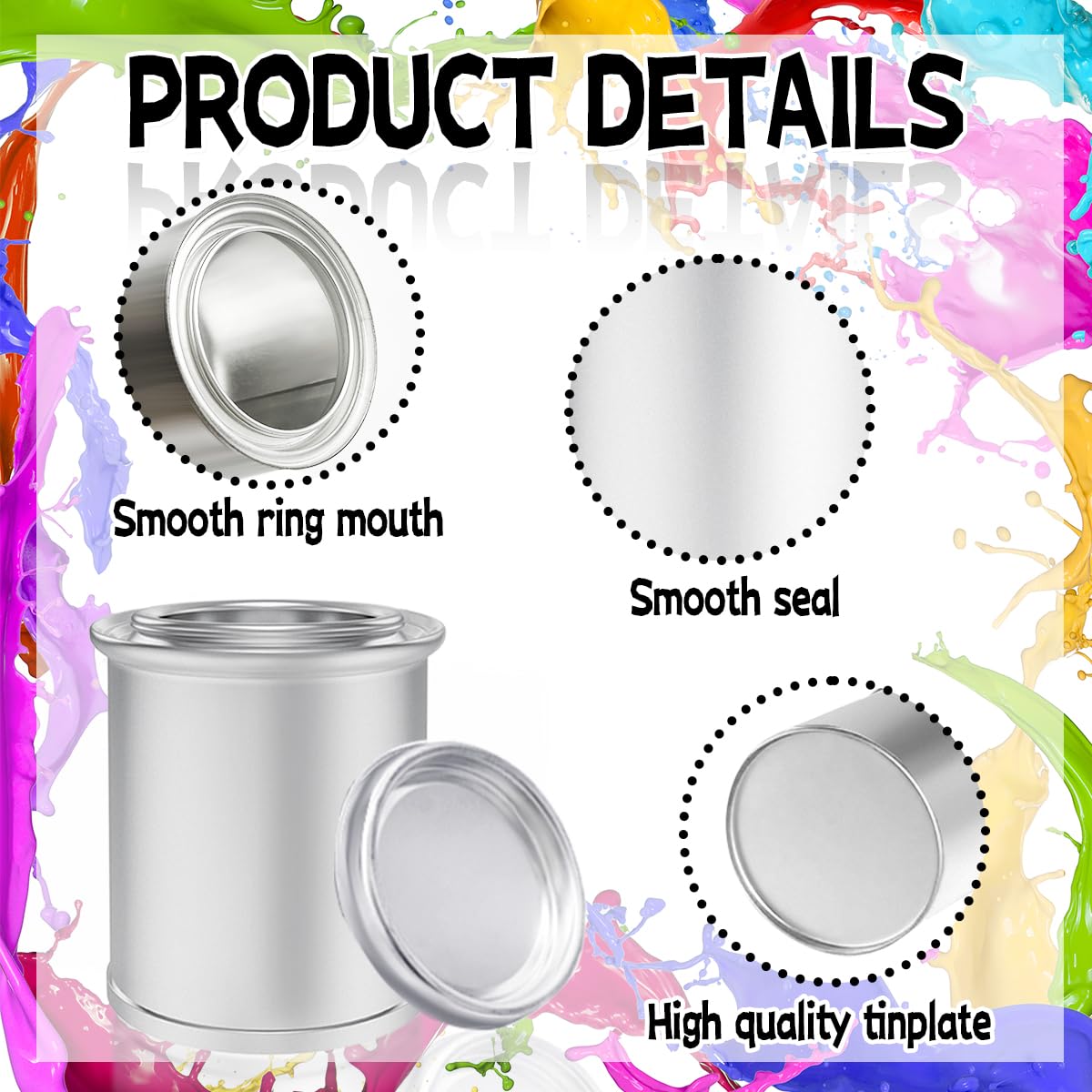 8 Pack Empty Metal Paint Cans with Lids (1/4 Pint Size, 1/2 Cup Capacity) - Touch Up Paint Containers for Leftover Paint Storage - Tiny Unlined Paint Pails for DIY Projects, Art Supplies & Home Repairs