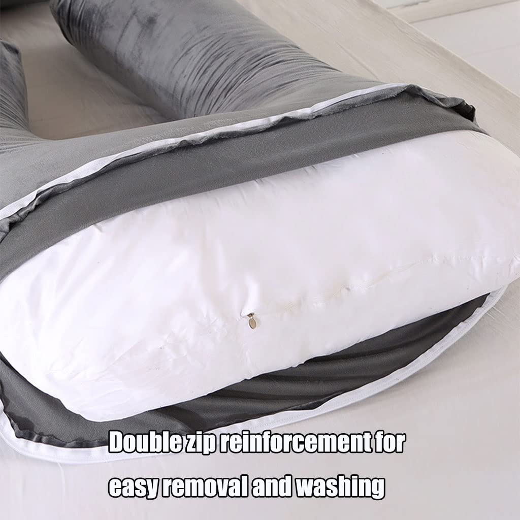**Ultra Soft Pregnancy Body Pillow for Moms - Support for Belly, Back & Hips - Removable Washable Cover - Perfect for Sleeping, Nursing & Relaxing During Pregnancy**