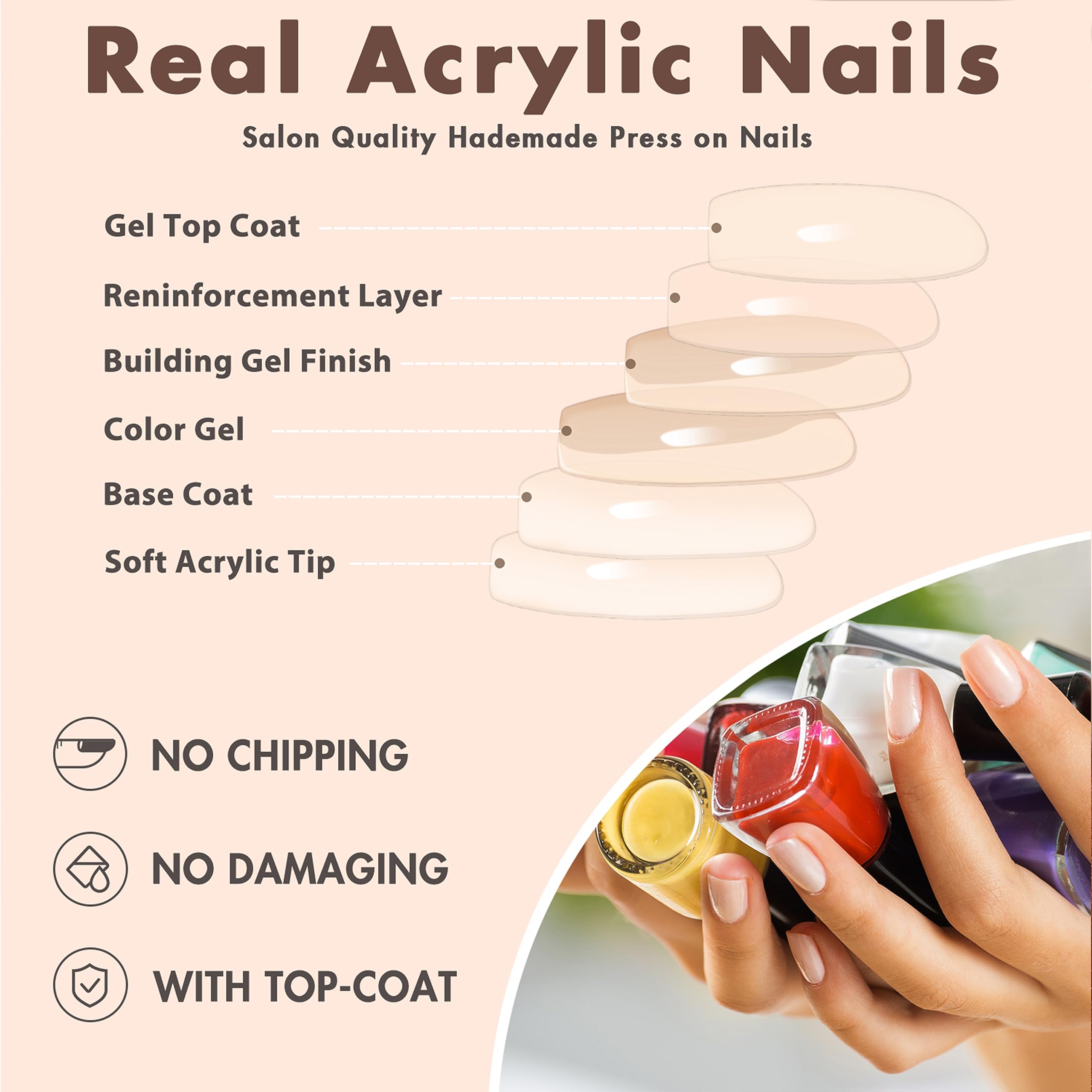 48Pcs Matte Red Press on Nails - Medium Almond Shaped Reusable Fake Nails for Women | Acrylic Glue on Nails with Neutral Design | Perfect for Parties, Weddings & Daily Wear