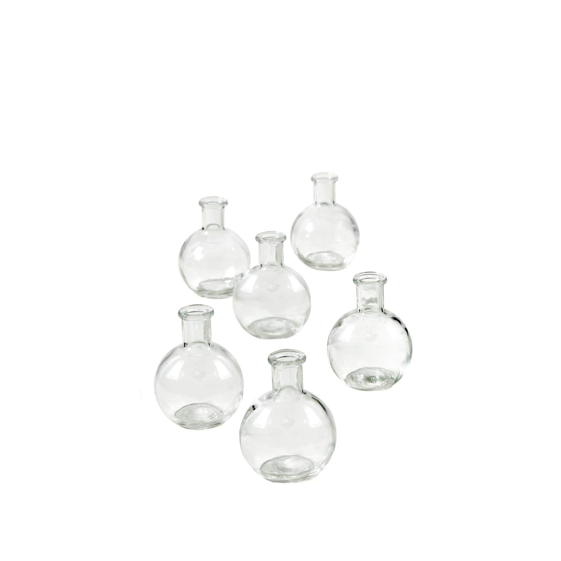 Set of 6 Small Clear Glass Ball Bud Vases - 4 Inch Tall Transparent Floral Centerpieces for Weddings, Events & Home Decor | Perfect for Table Settings, Bridal Showers, and Elegant Party Decorations