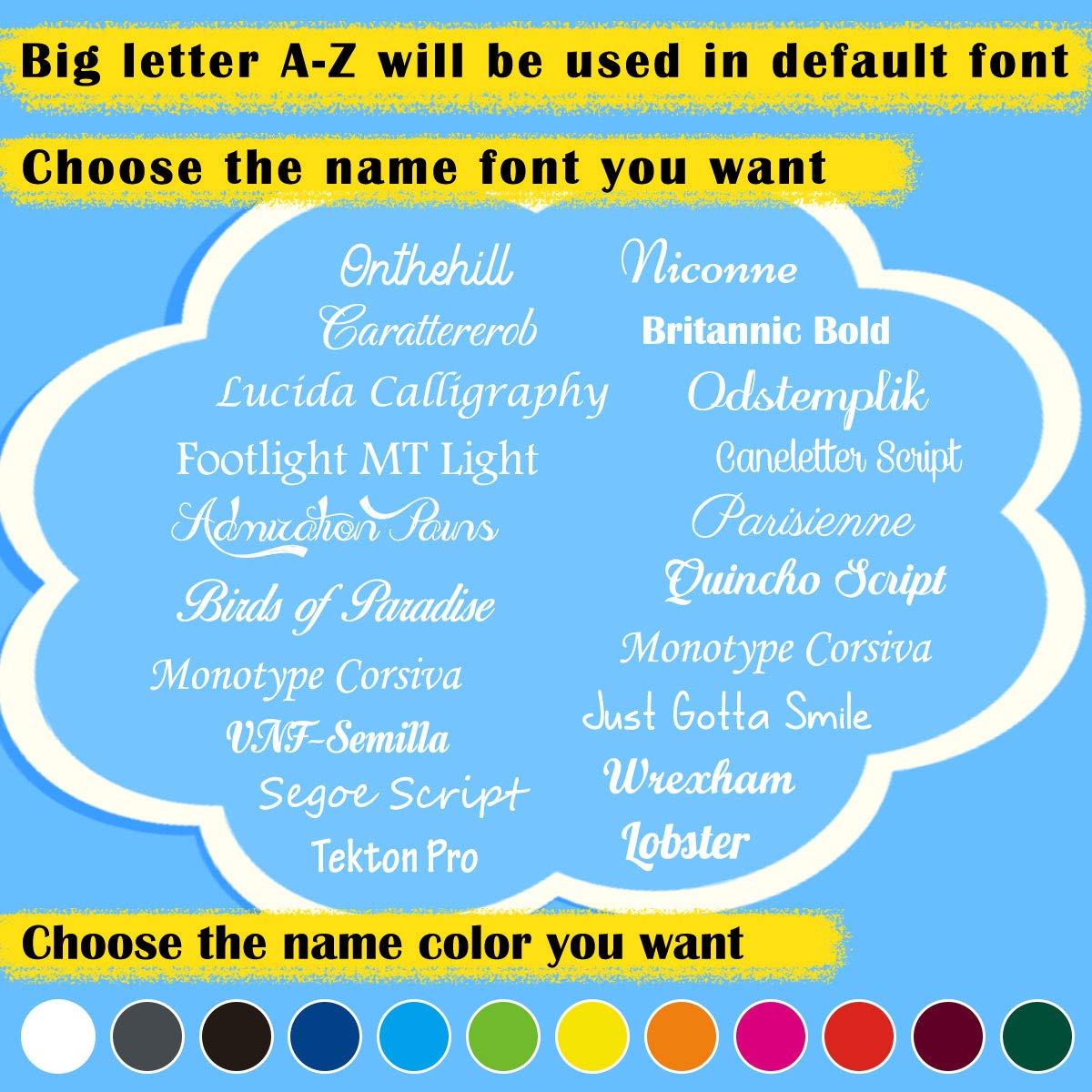 Custom Personalized Name Wall Decal Stickers - Nursery Room Decor for Baby Girls & Boys - DIY Initial Letter Name Art - Perfect for Bedroom, Playroom & Kids' Room Decorations