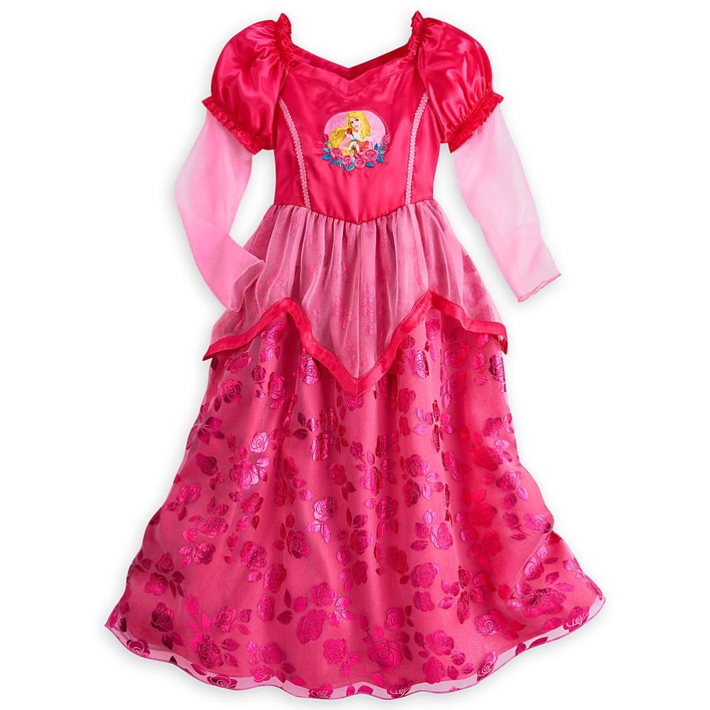 Disney Princess Aurora Long Sleeve Nightgown Pajama for Girls Age 5-6 | Soft & Comfortable Sleepwear for Bedtime & Dress-Up Play
