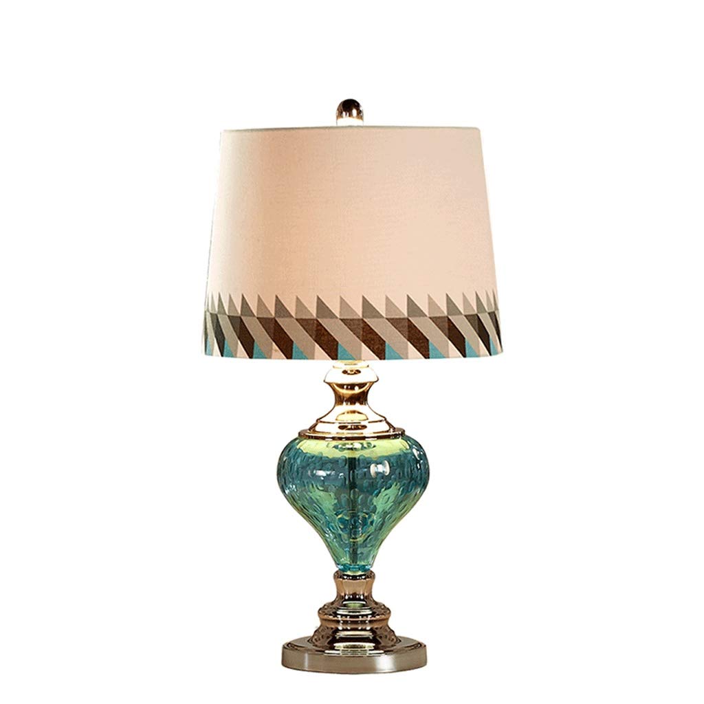 Modern Blue Glass Desk Lamp - E27 Base Home Office & Bedside Lighting for Study, Reading & Workspace Decor