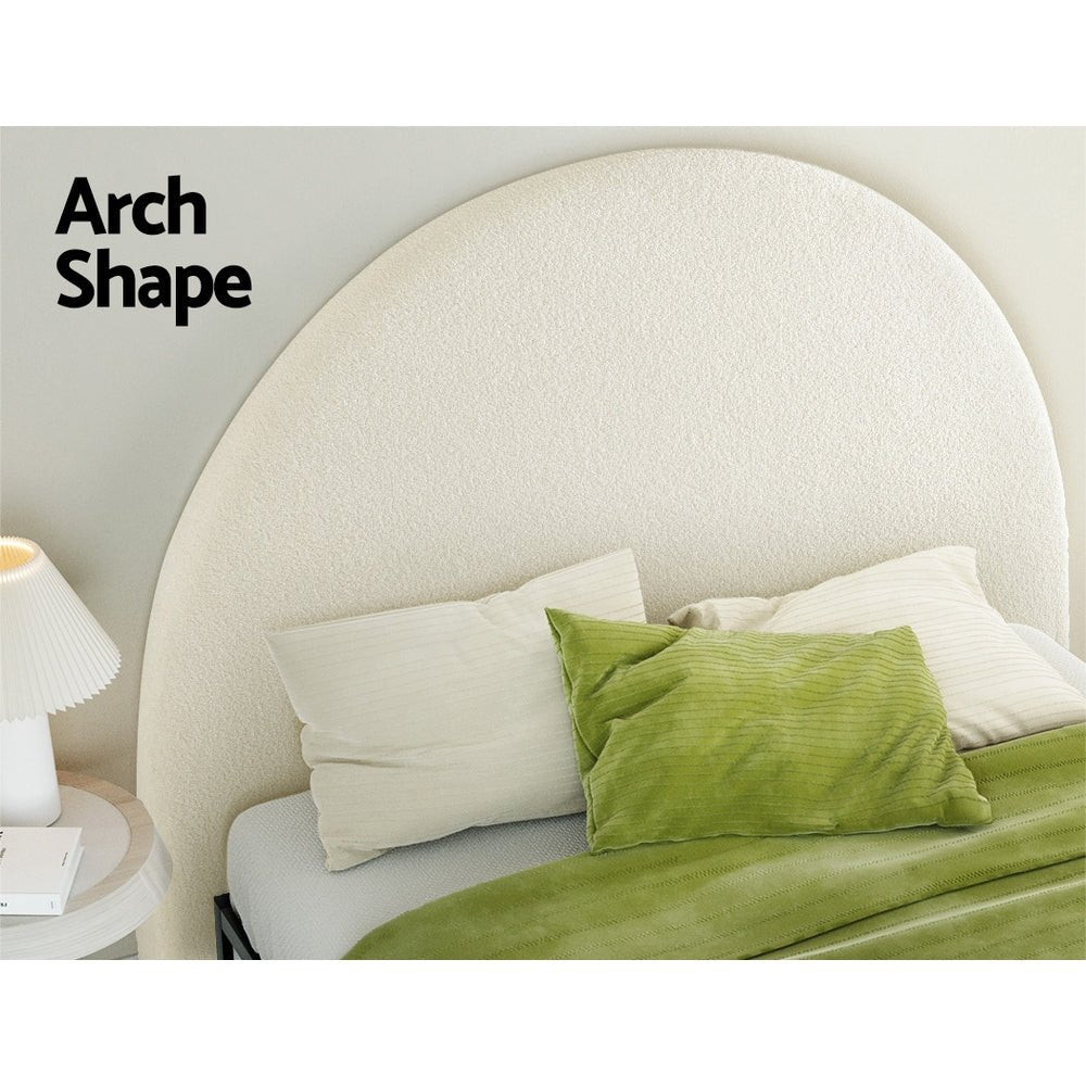 Boucle Upholstered Queen Bed Headboard in White - Elegant Bedroom Decor for Modern & Cozy Spaces