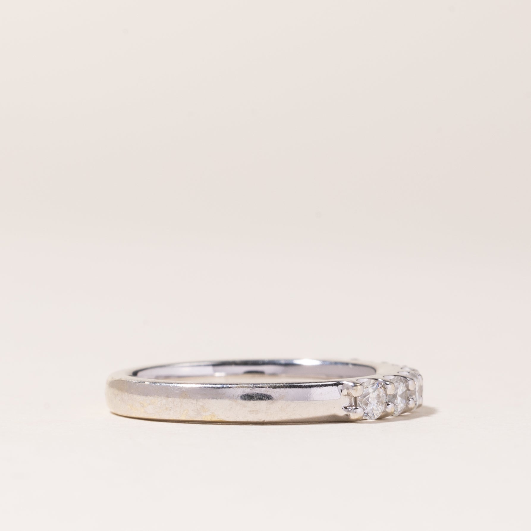 14K White Gold Semi Eternity Diamond Band Ring - 0.39ctw Total Weight, Size 5.25 - Perfect for Anniversary Gifts, Wedding Bands & Special Occasions