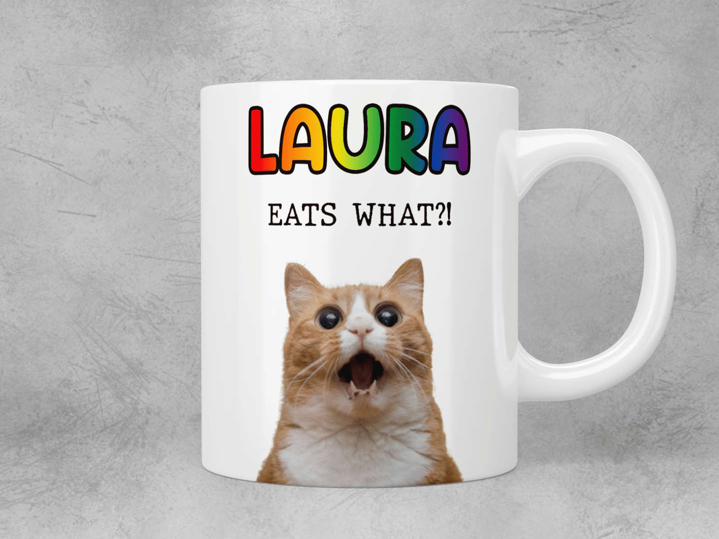 Personalized 'Eats What?!' LGBT+ Pride Mug - Funny Coffee Cup for LGBTQ+ Allies, Office Humor & Gift Giving