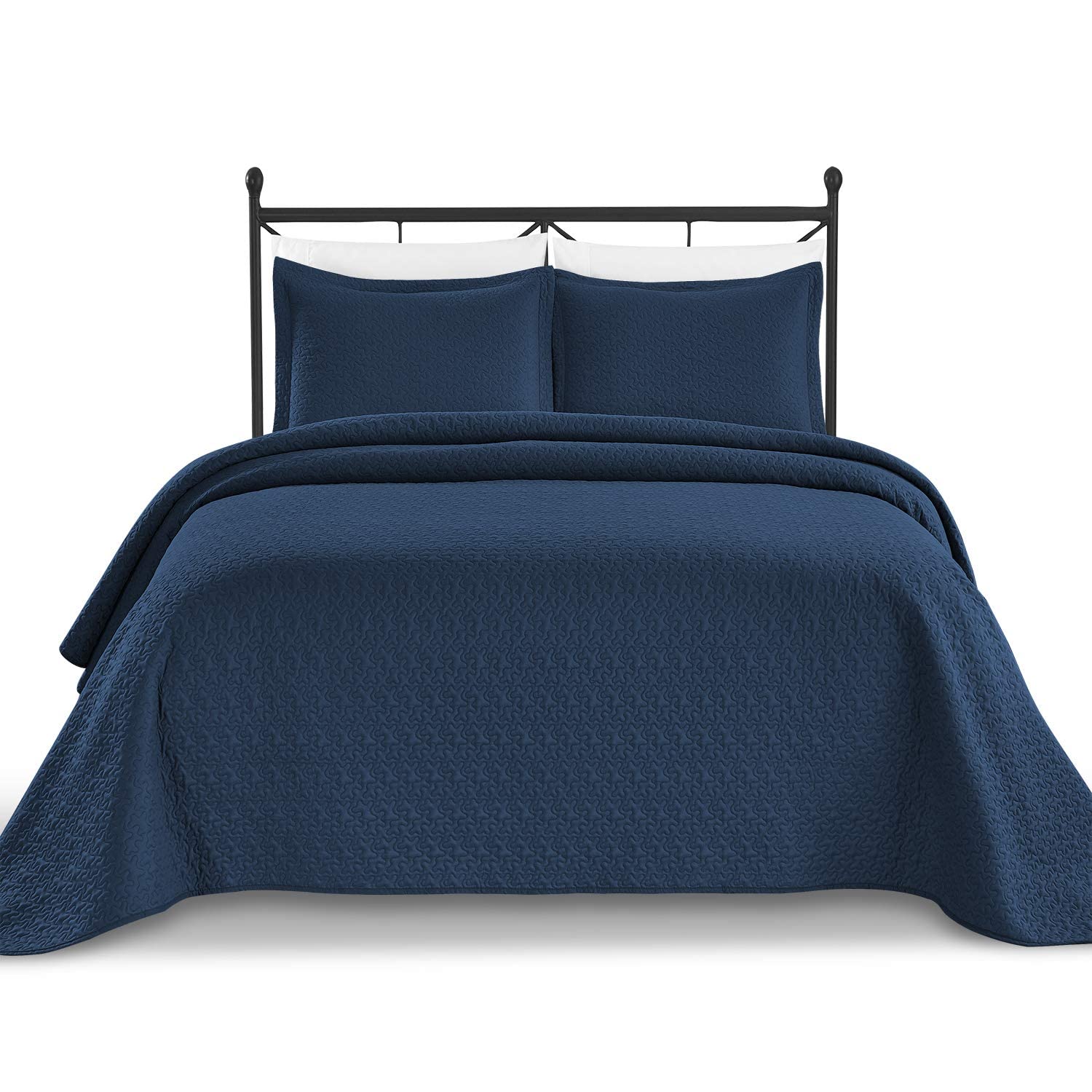 Premium Lightweight All-Season Down Alternative Comforter - Cal King 98x98 Inches, Navy Blue - Reversible Quilted Duvet Insert for Summer & Winter - Ideal for Bedroom, Guest Room & Airbnb Decor