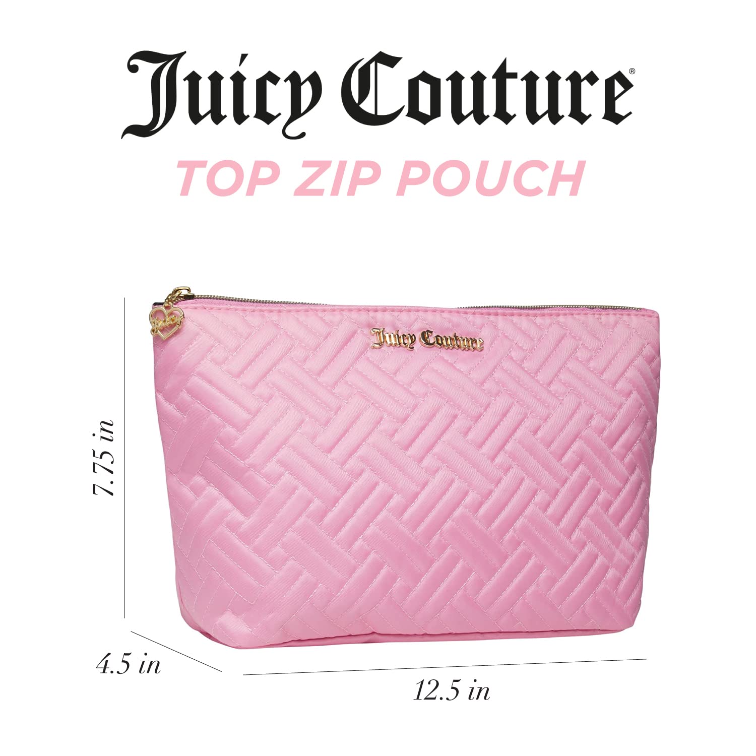 Juicy Couture Women's Quilted Pebble Cosmetic Bag - Travel Makeup Pouch & Toiletries Organizer with Top Zip Closure | Perfect for Vacation, Gym, and Everyday Essentials Storage