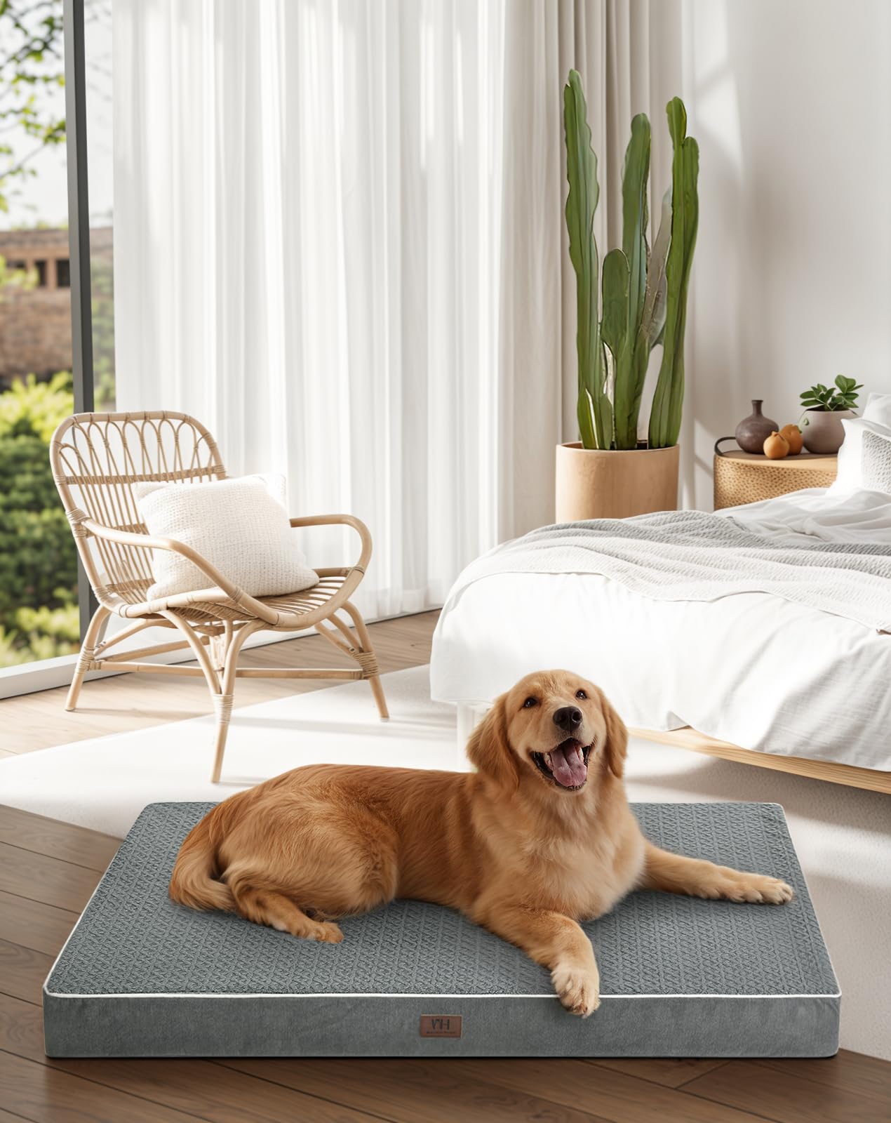 Orthopedic Large Dog Bed with Washable Waterproof Cover - Plush Comfort Pet Bed Mat with Egg Crate Foam for Big Dogs | Perfect for Crates, Kennels & Home Use