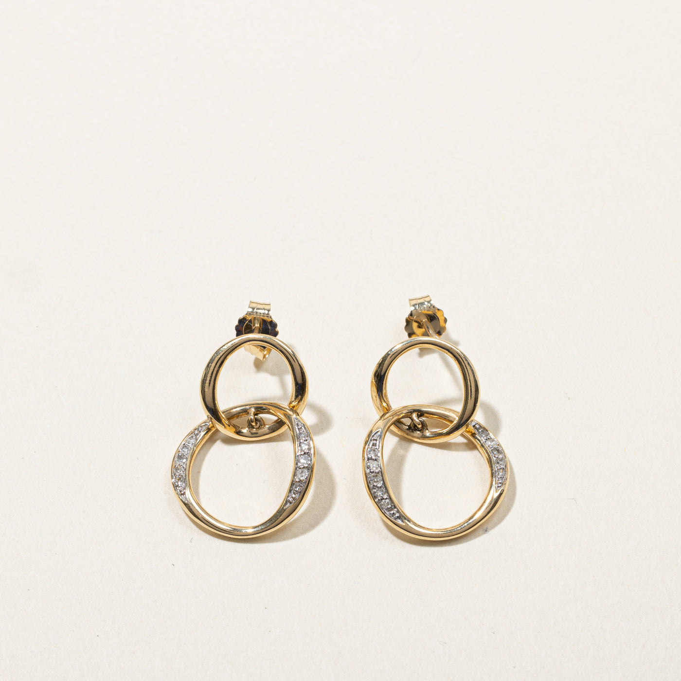 0.16ctw Diamond Interlocking Dangle Earrings for Women - Elegant Sterling Silver Drop Earrings for Party, Wedding & Evening Wear