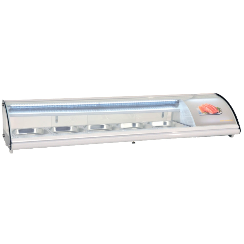 Nella 69 Refrigerated Sushi Display Case with Curved Glass - Perfect for Restaurants, Grocery Stores & Sushi Bars