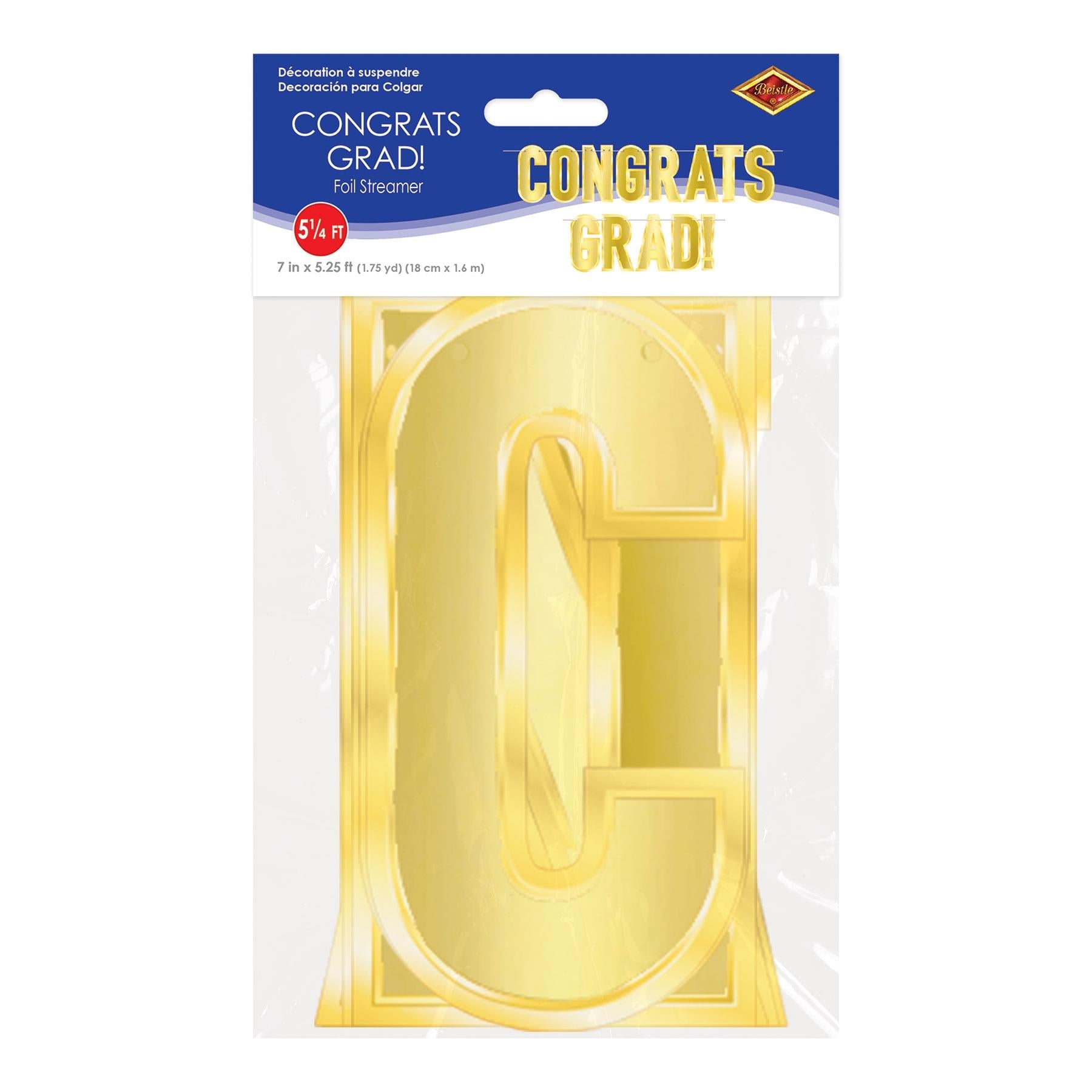 12 Pack Beistle Foil Graduation Streamers - Silver & Gold Congrats Grad Party Decorations - Perfect for Graduation Ceremonies, Parties & Photo Backdrops
