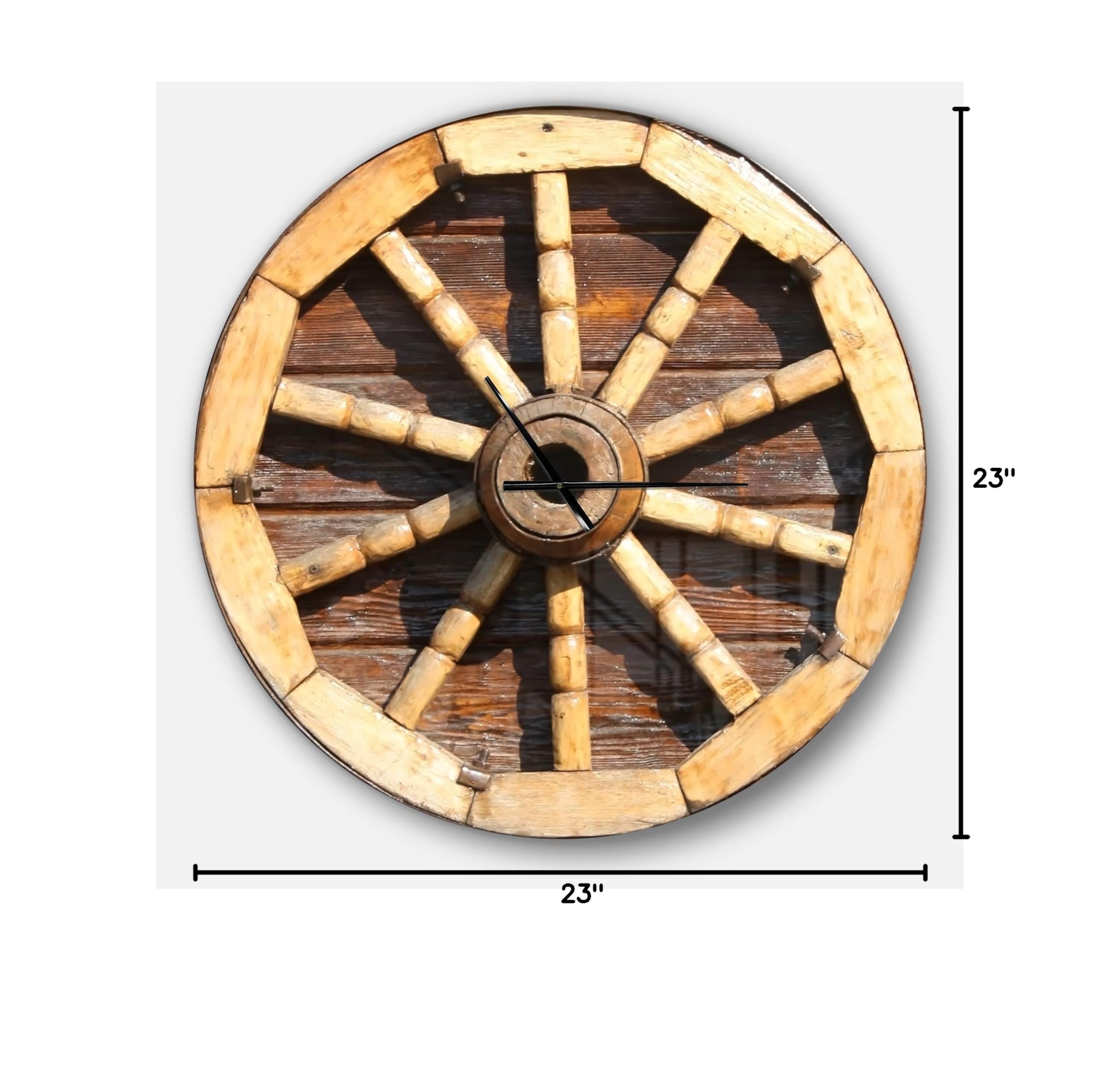 Designart All American Farmhouse Round Wall Clock - Metal Home Decor for Living Room, Bedroom & Office | Rustic Wall Art & Decorative Clock for Country Style Homes
