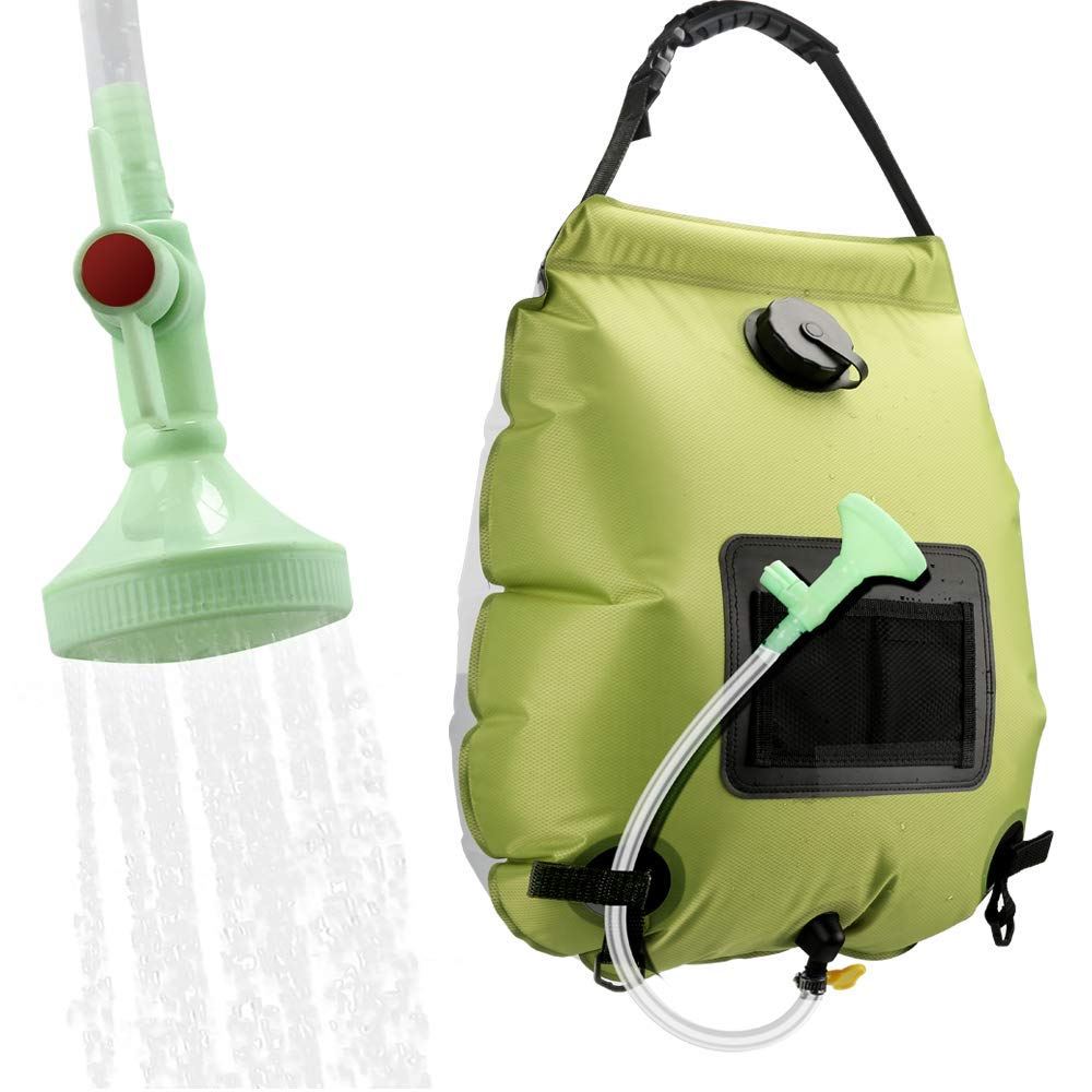 5 Gallon Solar Shower Bag - 20L Portable Camping Shower with Removable Hose & On/Off Switchable Shower Head | Perfect for Beach, Hiking, RV Trips & Outdoor Adventures | Lightweight Travel Shower for Camping, Swimming & Emergency Use