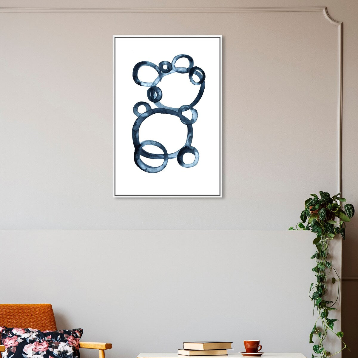 Bear Bubbles Canvas Wall Art - Modern Baby Bear Finger Painting Print - White Framed Contemporary Nursery Decor for Boys Room - Perfect for Baby Showers & Kids Bedroom Decor