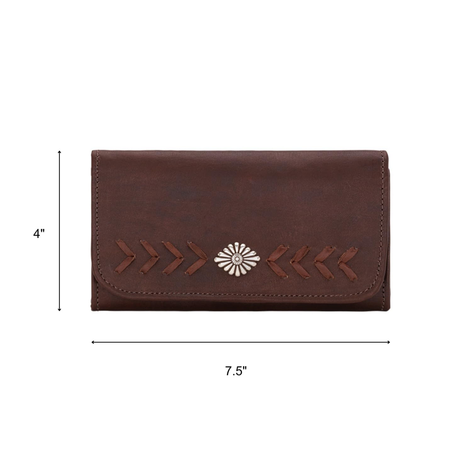 American West Women's Mohave Canyon Tri-Fold Leather Wallet - Chestnut Brown - Perfect for Everyday Use, Travel & Gift Giving