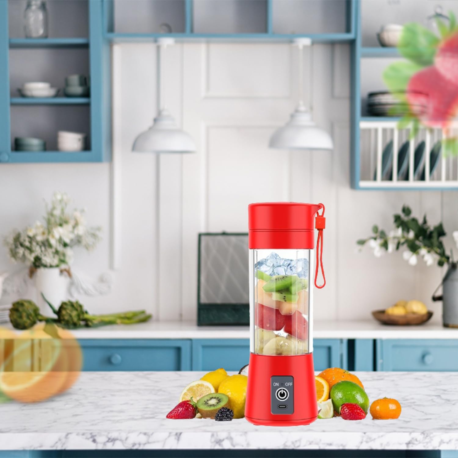 Portable Blender for Smoothies and Shakes - 600W Powerful Motor with Stainless Steel Blades - Compact Handbag Size Glass Jar - Perfect for Home, Office, Gym & Travel (Red) - Make Healthy Smoothies, Protein Shakes & Baby Food On The Go