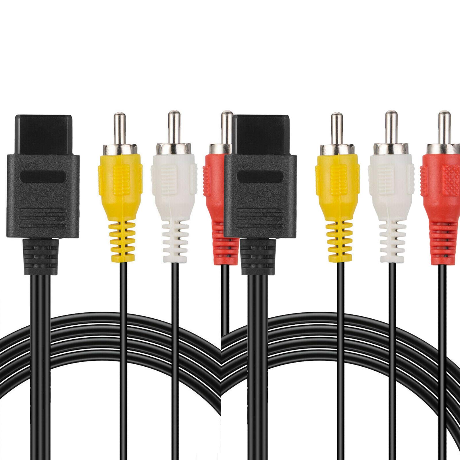 2-Pack 5.9ft Snes/N64 to RCA AV Composite Cable - Replacement Adapter for Nintendo 64, GameCube & Super Nintendo (NES/SNES) - Perfect for Retro Gaming Setup & TV Connection