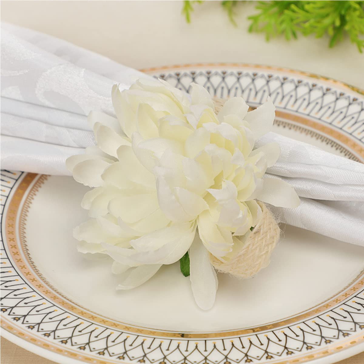 Set of 6 Floral Napkin Rings - Handmade Rose Vine Design Napkin Holders for Spring Table Decor | Perfect for Weddings, Easter, and Dinner Parties