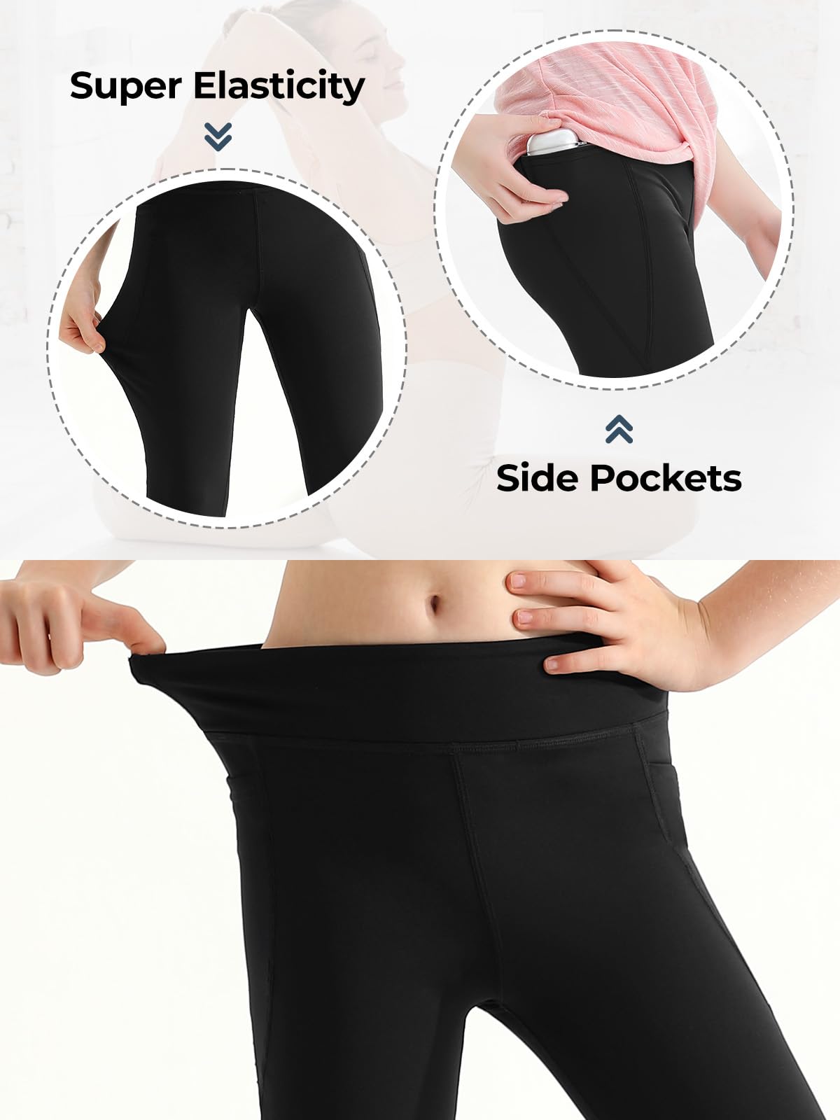 Girls Yoga Leggings with Pockets - Workout Active Pants for Teens | Gym & Running