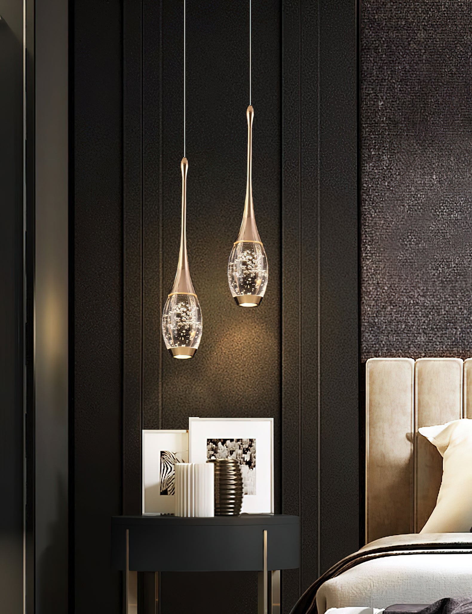 Modern Crystal Pendant Lamp - Elegant Ceiling Light Fixture for Dining Room, Bedroom & Living Room Decor | Dimmable LED Chandelier for Home & Office Lighting