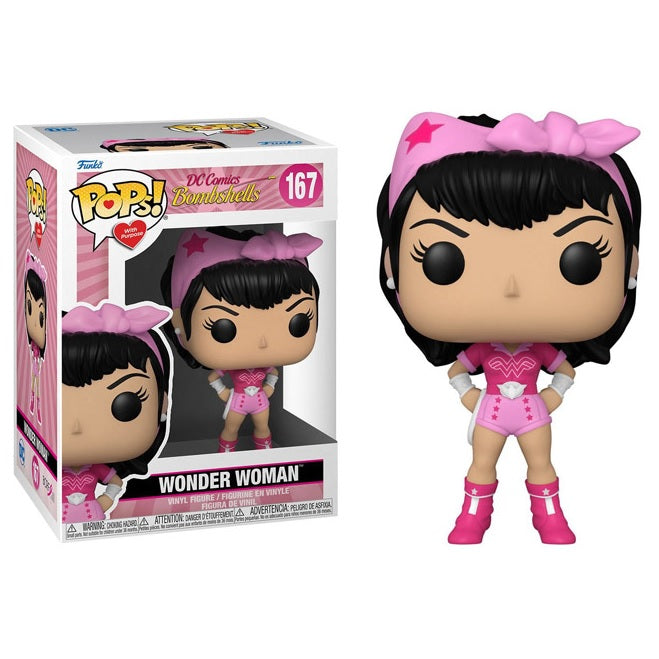 DC Pop! Vinyl Figure - Breast Cancer Awareness Bombshell Wonder Woman Collectible [167] - Perfect for Superhero Fans, Collectors & Charity Supporters