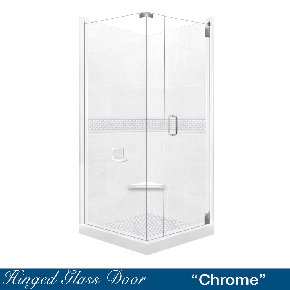 DIY Shower Remodel Kit - Natural Buff Sistine Stone & Jewel Stone Accent for Bathroom Corner | Waterproof Tile Alternative for Shower Walls & Bathtub Surrounds