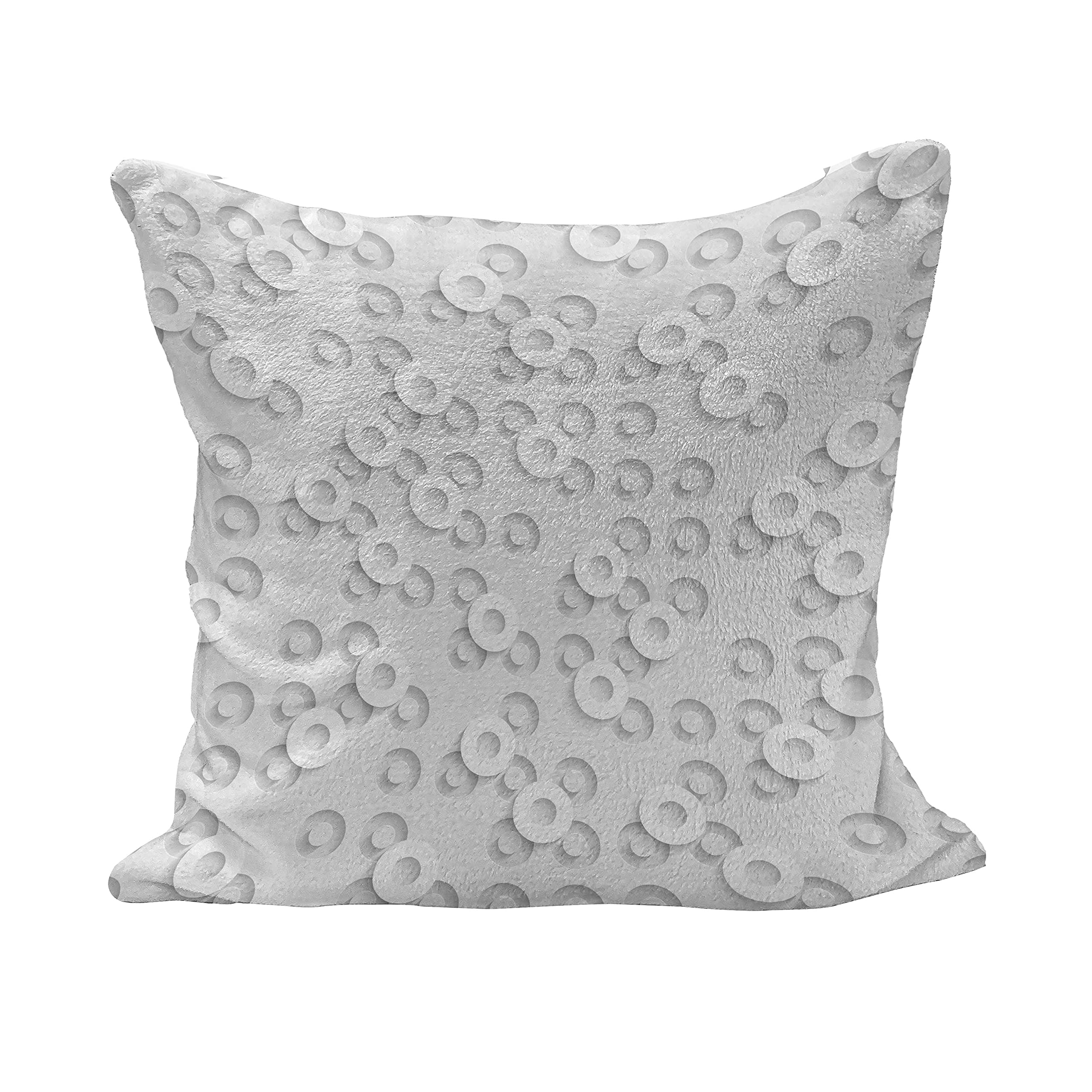 Ambesonne Geometric Circle Fluffy Throw Pillow Cover 20x20 Inches - Modern Dispersed Ring Motifs with Structural Circuit Bands for Couch, Bed, Sofa Decor - Grey Western Art Square Accent Pillow Case