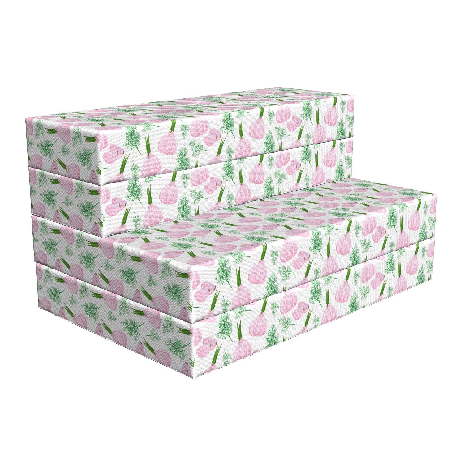 Ambesonne Foldable Mattress with Garlic & Vegetable Art Print - 74.8 x 39.4 Inches - Fern Green & Pale Mauve - Lightweight Portable Guest Bed for Home, Camping & Travel