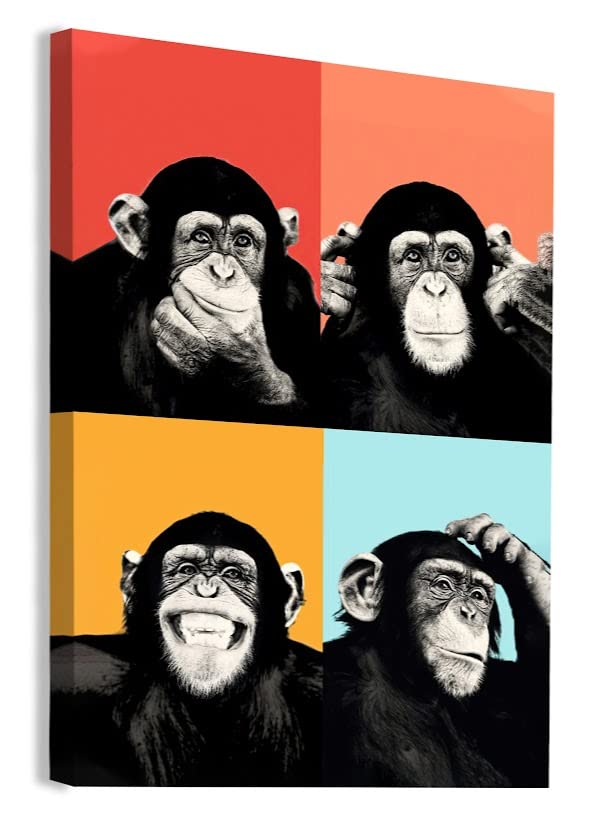 Funny Monkey Wall Art Canvas - 32x48 Inch Animal Music Poster for Home & Office Decor - Perfect for Living Room, Bedroom, or Kids Room