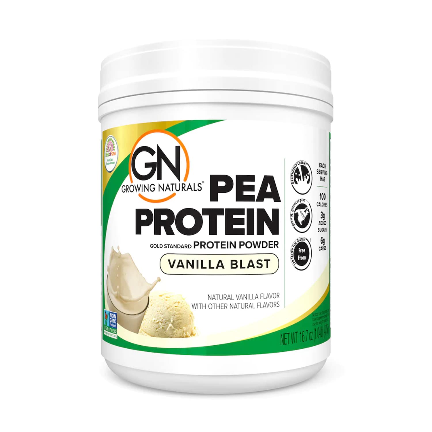 Organic Vegan Pea Protein Powder - Plant-Based Protein with BCAA, Low Carb & Sugar, Vanilla Flavor, 1lb (Pack of 1) | Perfect for Smoothies, Baking & Post-Workout Recovery