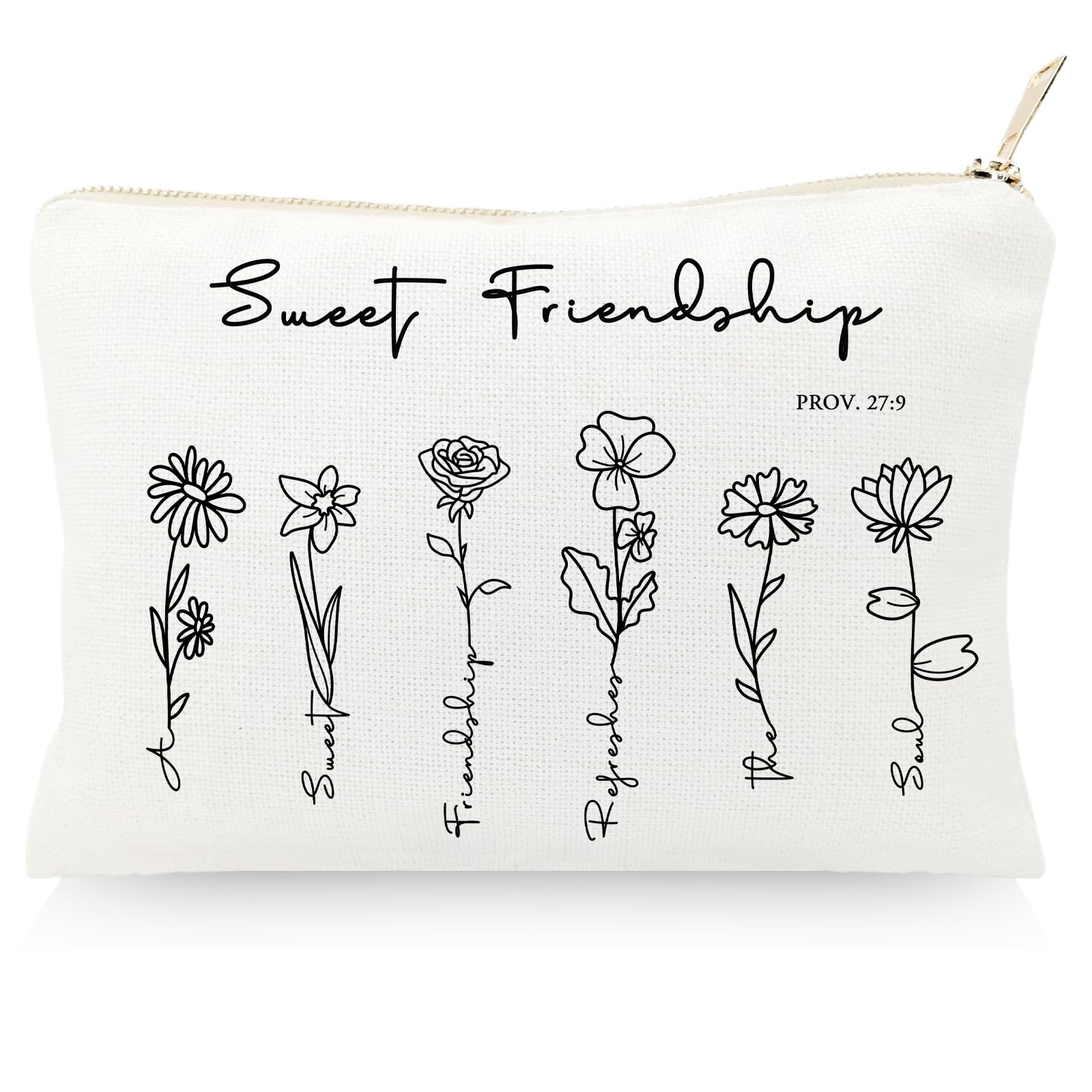 Floral Bible Verse Makeup Bag - Christian Gifts for Women, Inspirational Religious Cosmetic Bag, Faith-Based Birthday Present for Friends - Perfect for Church, Bible Study & Travel