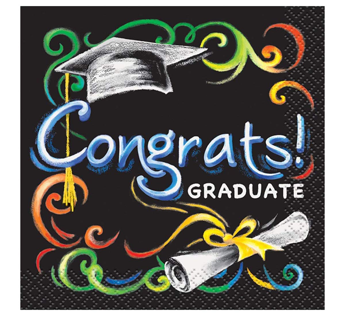 Forum Novelties Graduation Party Beverage Napkins - Pack of 16, 5x5 Inch Cocktail Napkins for Graduation Celebrations, Parties, and Special Events